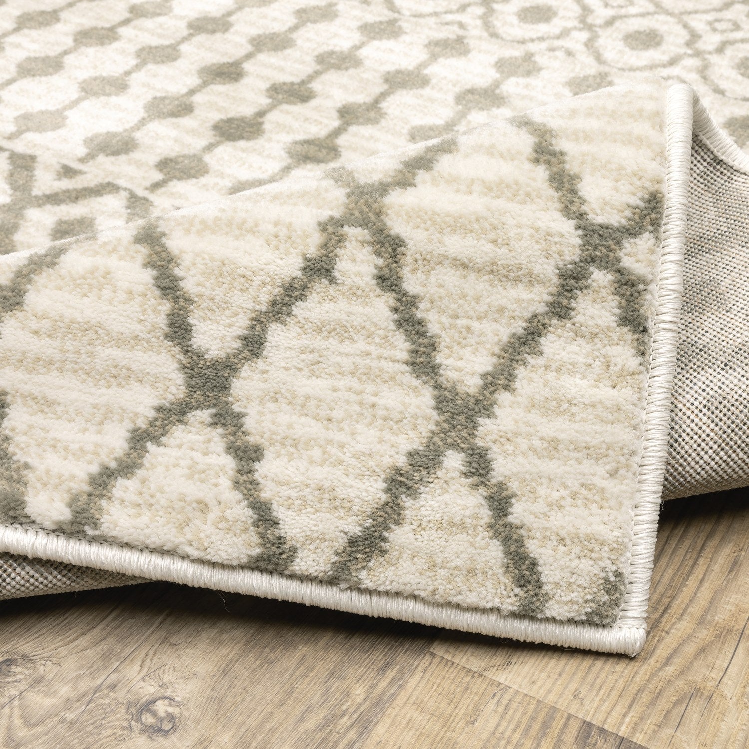 Georgia Moroccan Trellis Ivory Grey Farmhouse Rug - Georgia 717B0