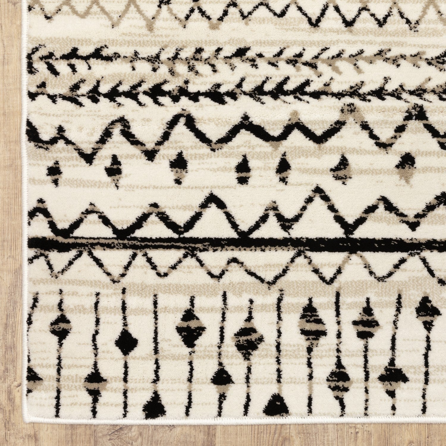 Georgia Moroccan Tribal Ivory Black Farmhouse Rug - Georgia 8826E