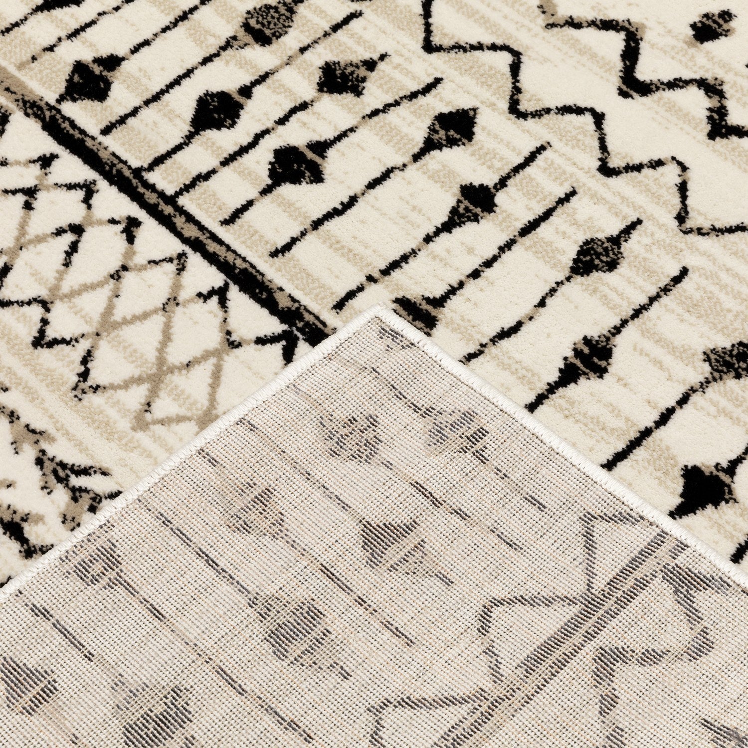 Georgia Moroccan Tribal Ivory Black Farmhouse Rug - Georgia 8826E