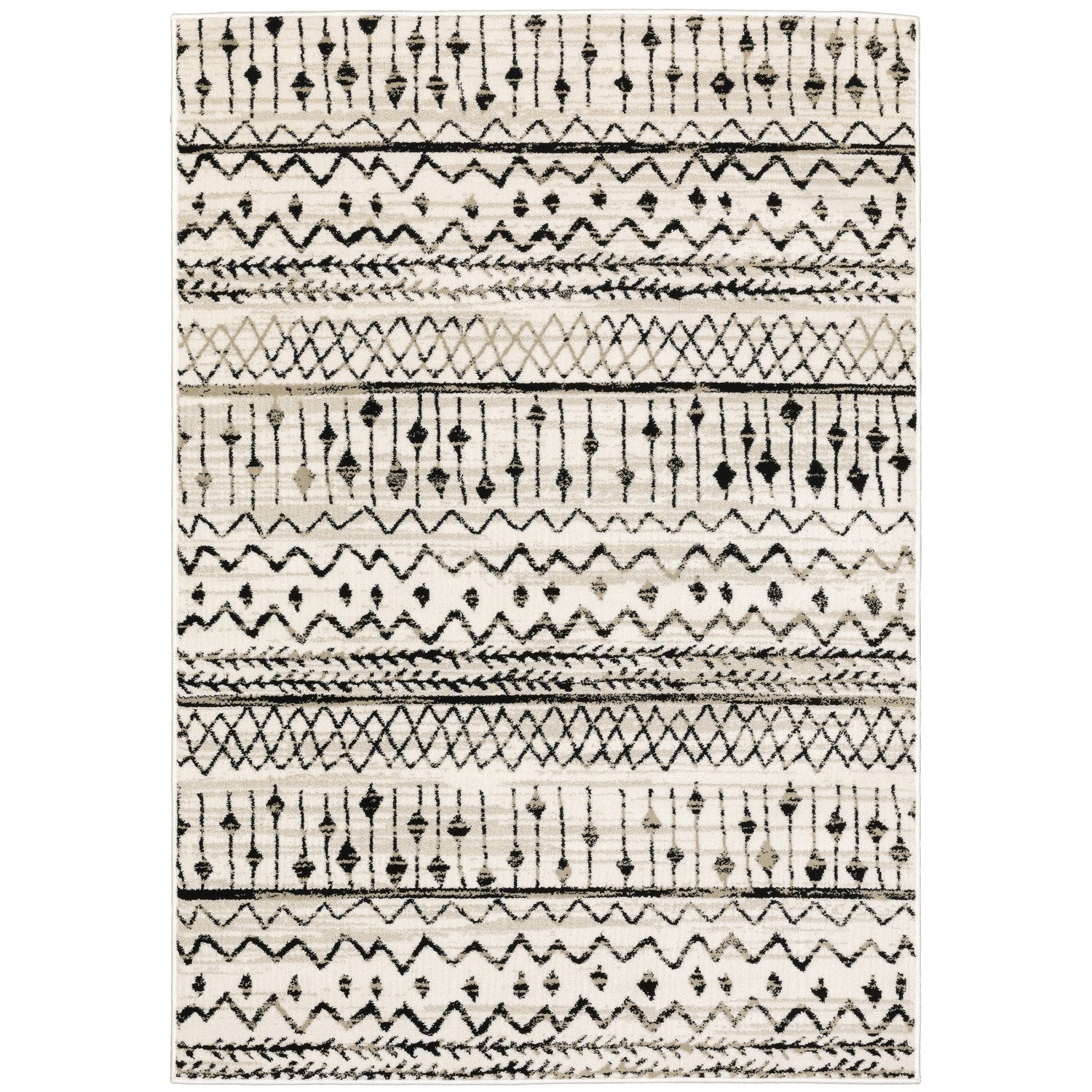 Georgia Moroccan Tribal Ivory Black Farmhouse Rug - Georgia 8826E #_shape=Rectangle