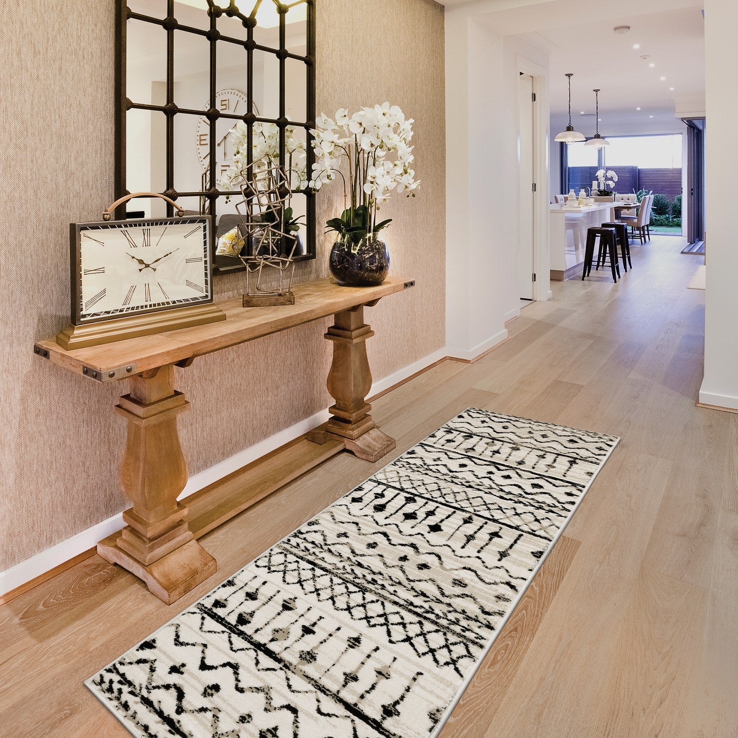Georgia Moroccan Tribal Ivory Black Farmhouse Rug - Georgia 8826E