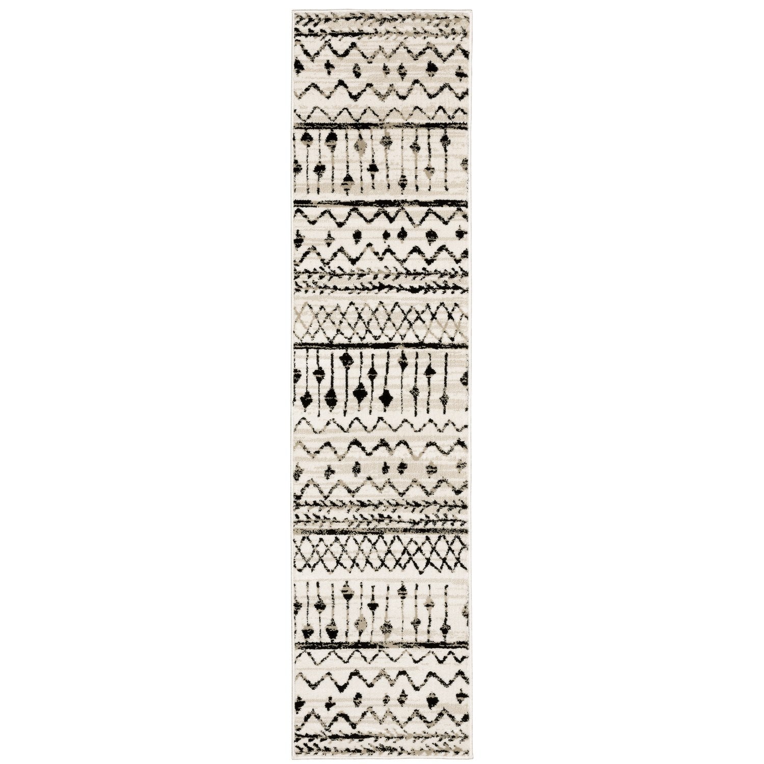 Georgia Moroccan Tribal Ivory Black Farmhouse Rug - Georgia 8826E #_shape=Runner