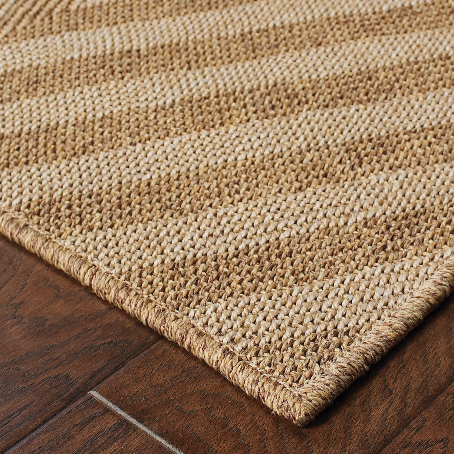 Karavia Chevron Tan Seagrass Look Indoor Outdoor Rug - Karavia 1330X