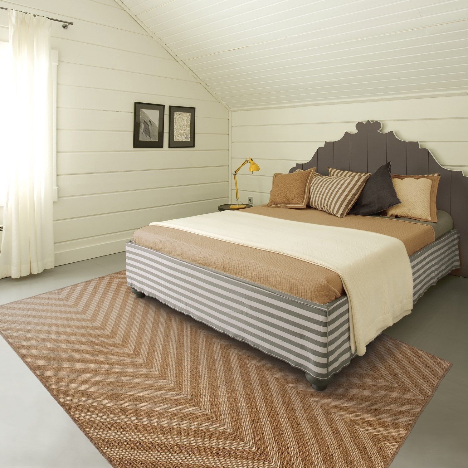 Karavia Chevron Tan Seagrass Look Indoor Outdoor Rug - Karavia 1330X