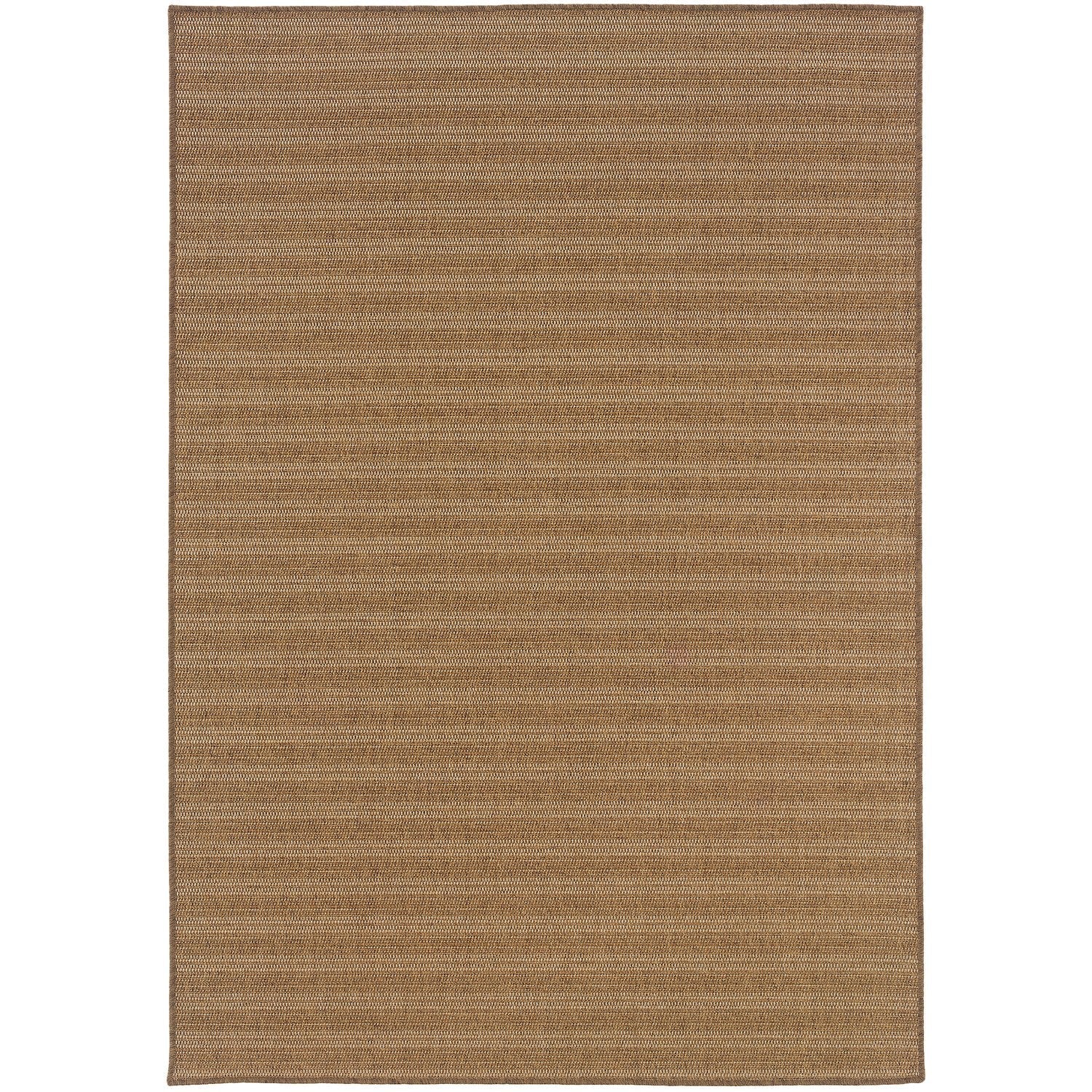 Karavia Pinstripe Tan Seagrass Look Indoor Outdoor Rug - Karavia 001X3 #_shape=Rectangle