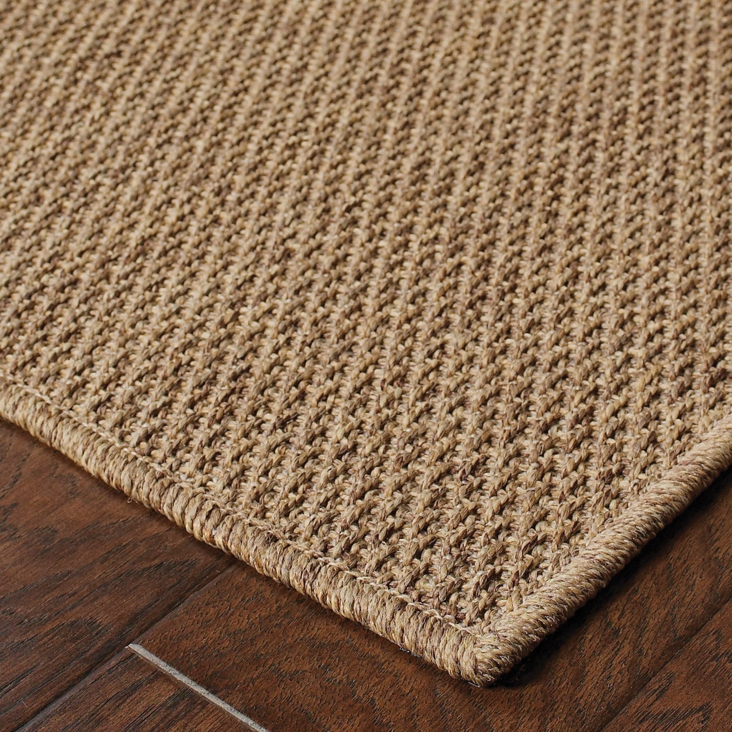 Karavia Solid Caramel Seagrass Look Indoor Outdoor Rug - Karavia 2061N