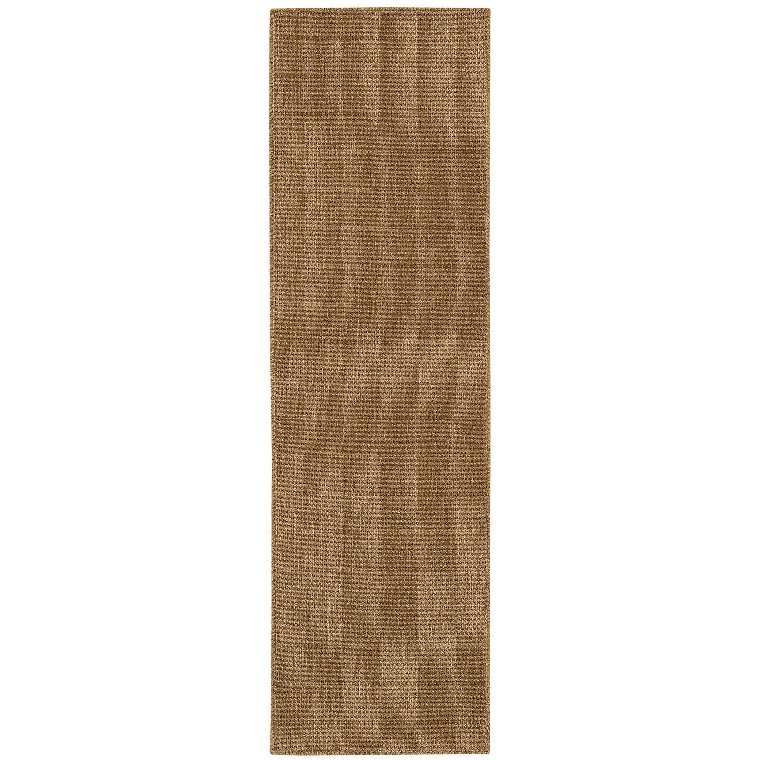 Karavia Solid Caramel Seagrass Look Indoor Outdoor Rug - Karavia 2061N #_shape=Runner