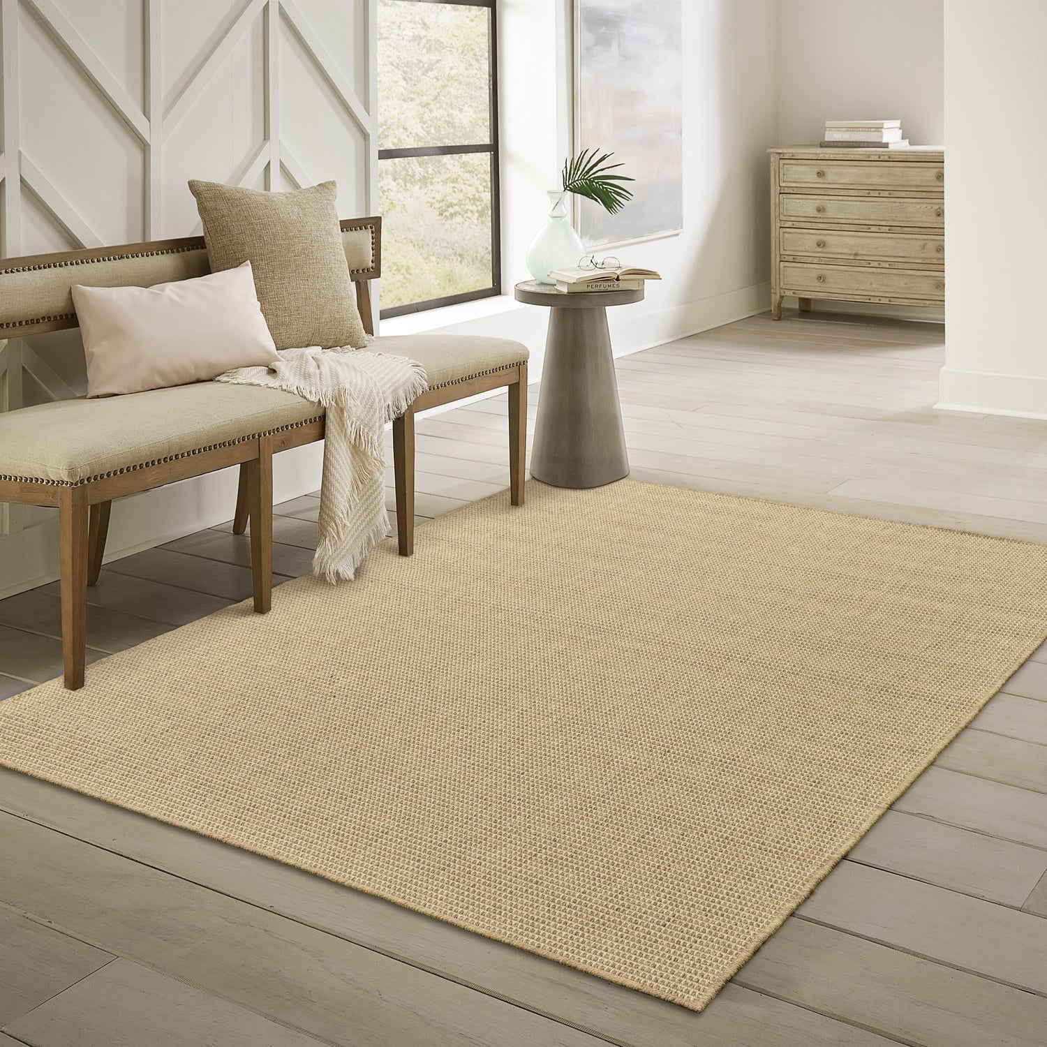Karavia Solid Khaki Seagrass Look Indoor Outdoor Rug - Karavia 2067X