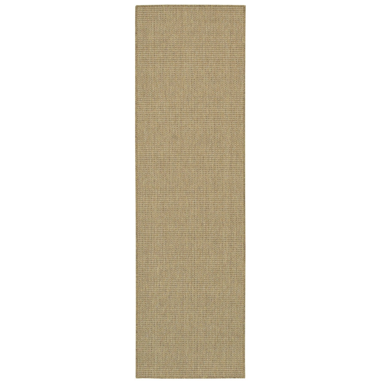 Karavia Solid Khaki Seagrass Look Indoor Outdoor Rug - Karavia 2067X #_shape=Runner