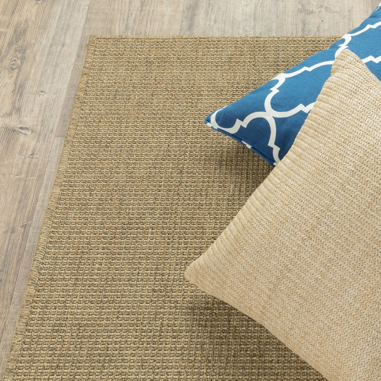 Karavia Solid Tan Seagrass Look Indoor Outdoor Rug - Karavia 2068X