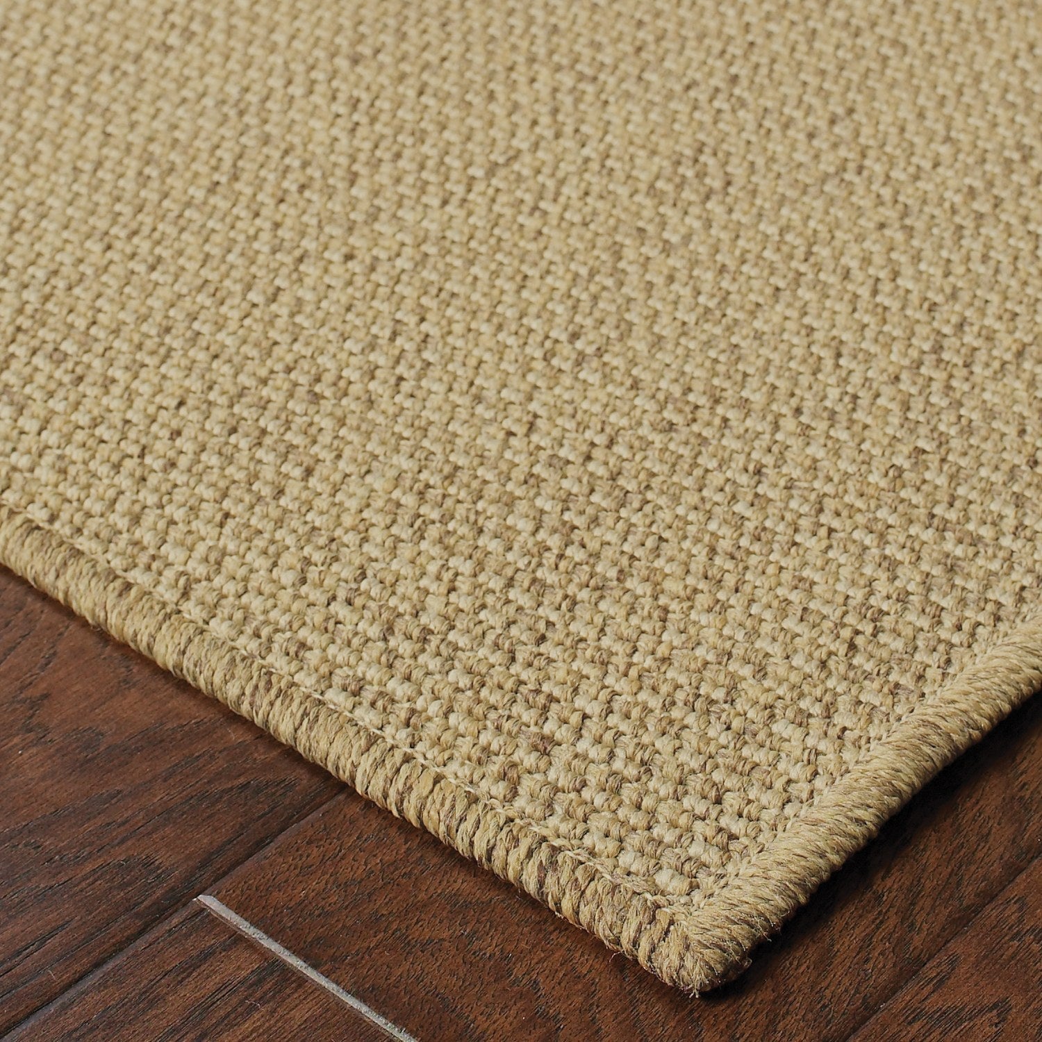 Karavia Solid Tan Seagrass Look Indoor Outdoor Rug - Karavia 2068X