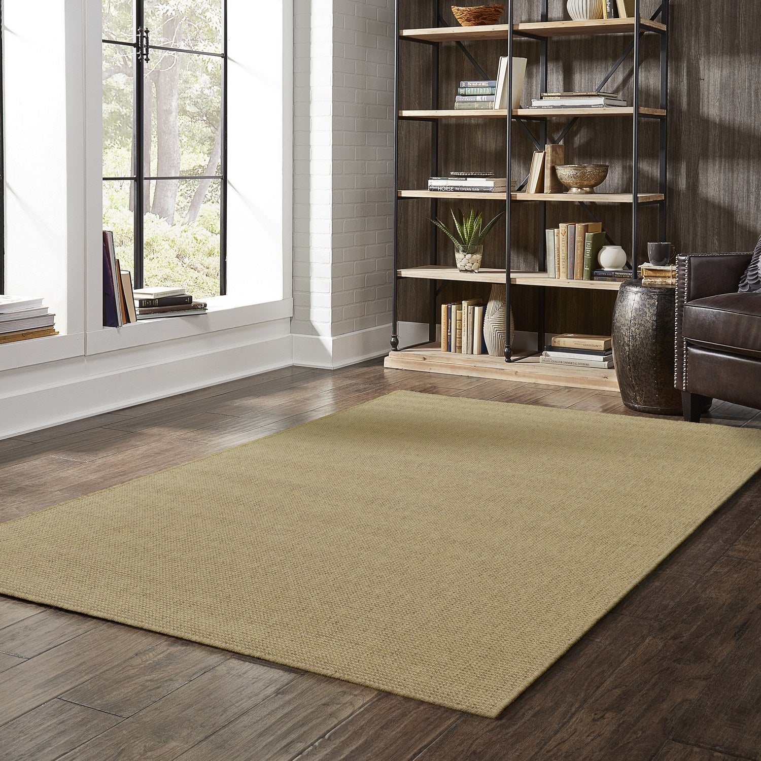 Karavia Solid Tan Seagrass Look Indoor Outdoor Rug - Karavia 2068X