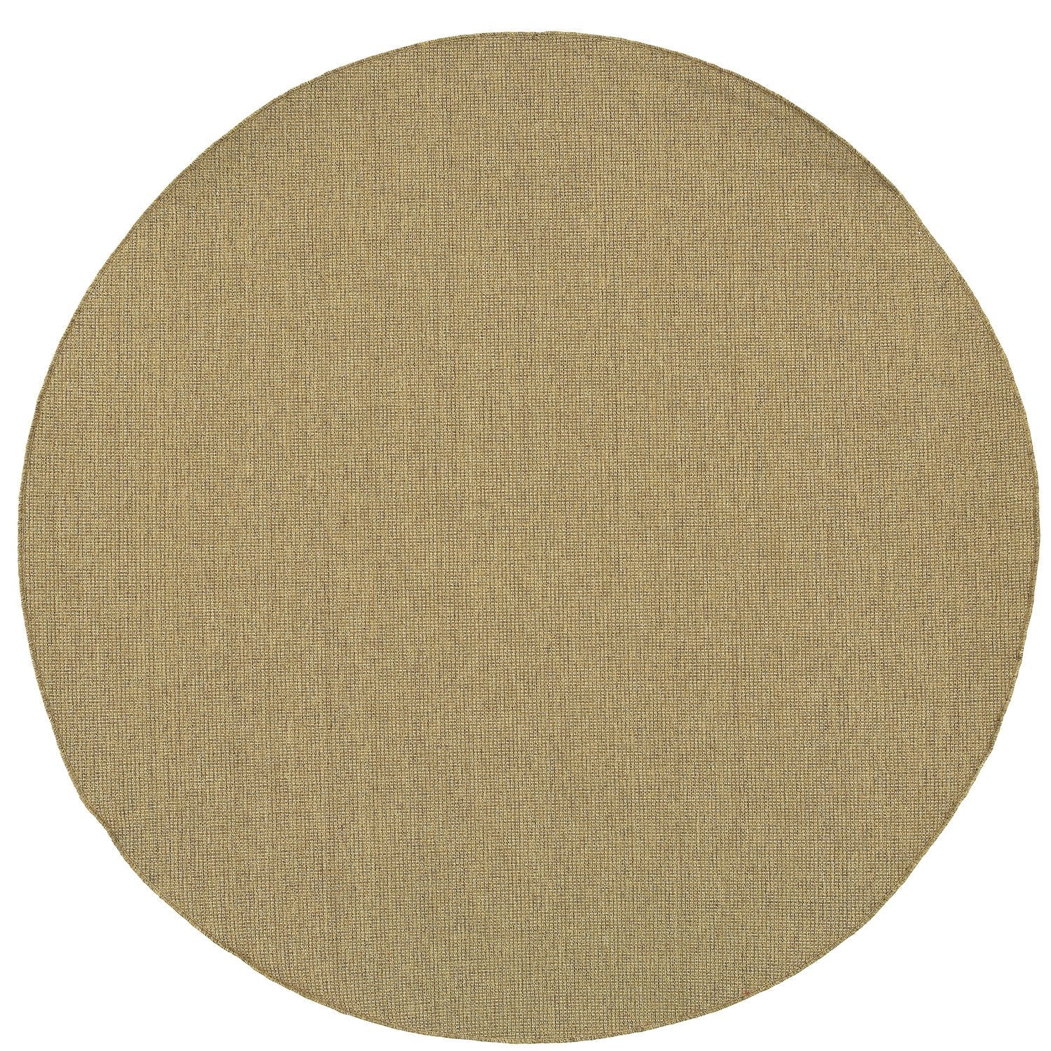 Karavia Solid Tan Seagrass Look Indoor Outdoor Rug - Karavia 2068X #_shape=Round