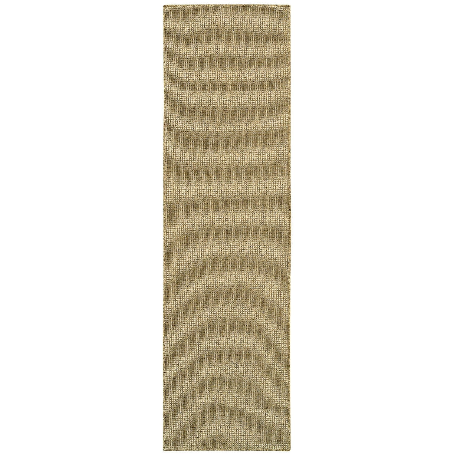 Karavia Solid Tan Seagrass Look Indoor Outdoor Rug - Karavia 2068X #_shape=Runner