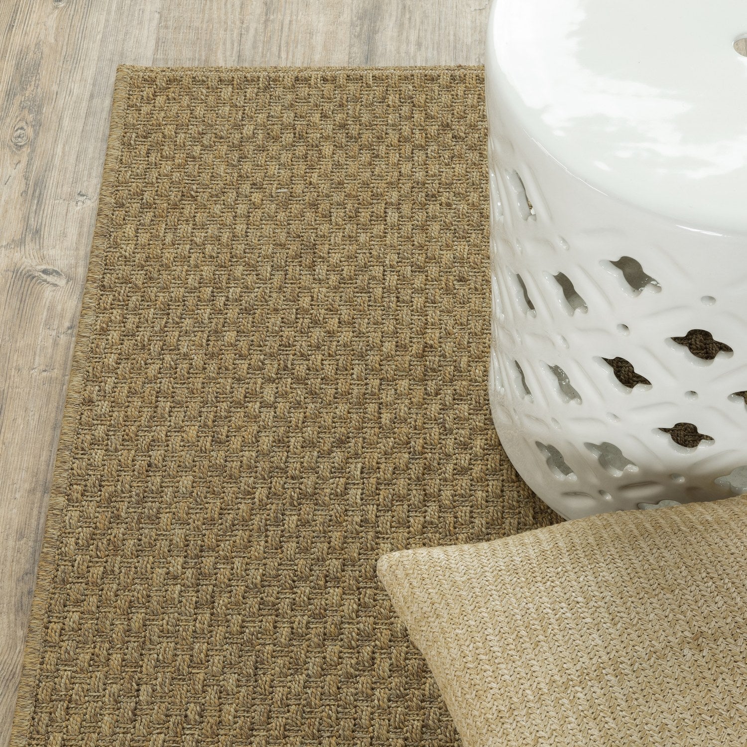 Karavia Solid Mocha Seagrass Look Indoor Outdoor Rug - Karavia 2160N