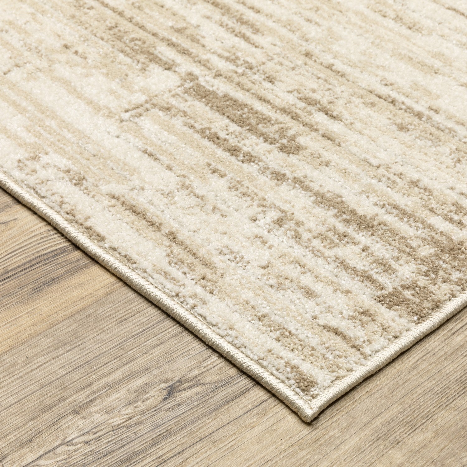 Lauren Brushed Abstract Beige Tan High-Low Distressed Rug - Lauren LRN01