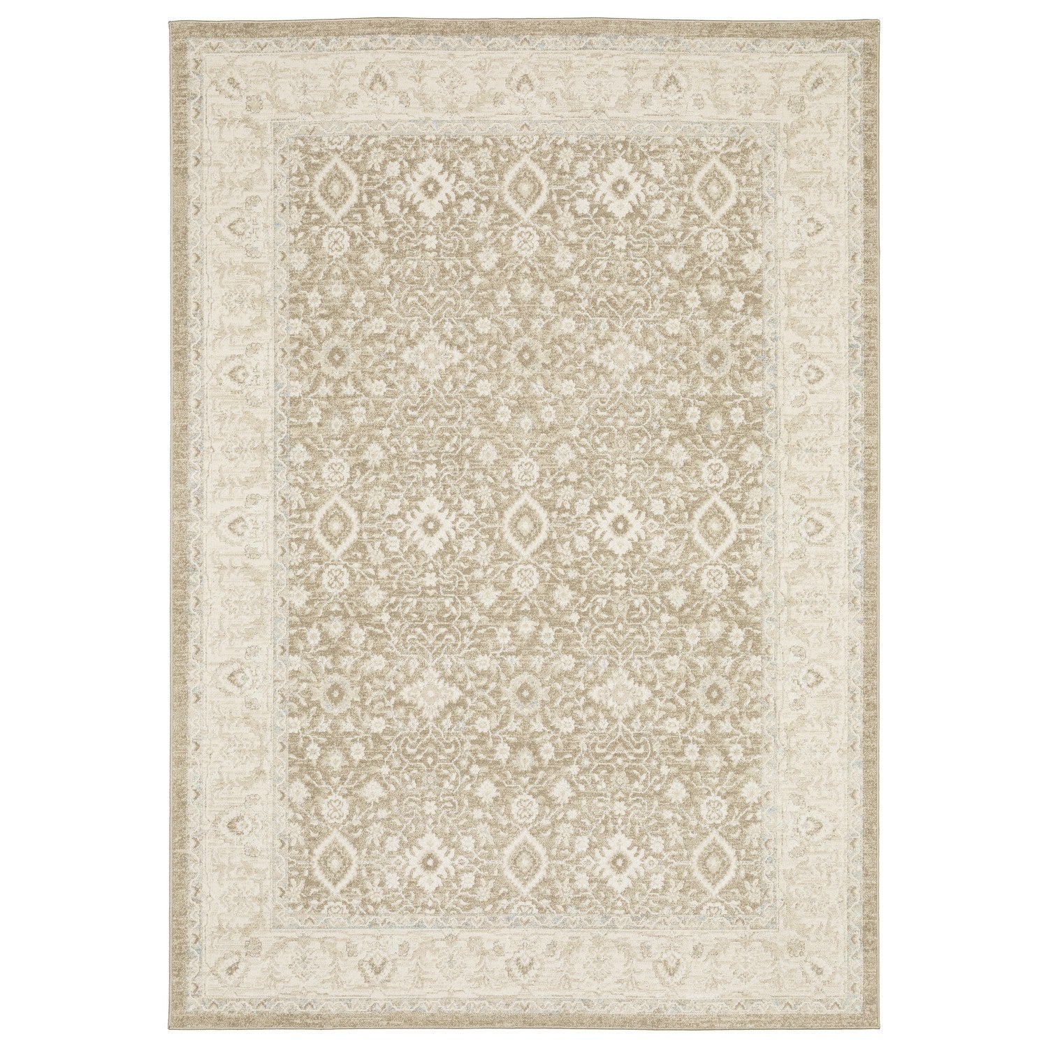 Lauren Bordered Oriental Light Brown High-Low Distressed Rug - Lauren LRN02 #_shape=Rectangle #_shape=Runner