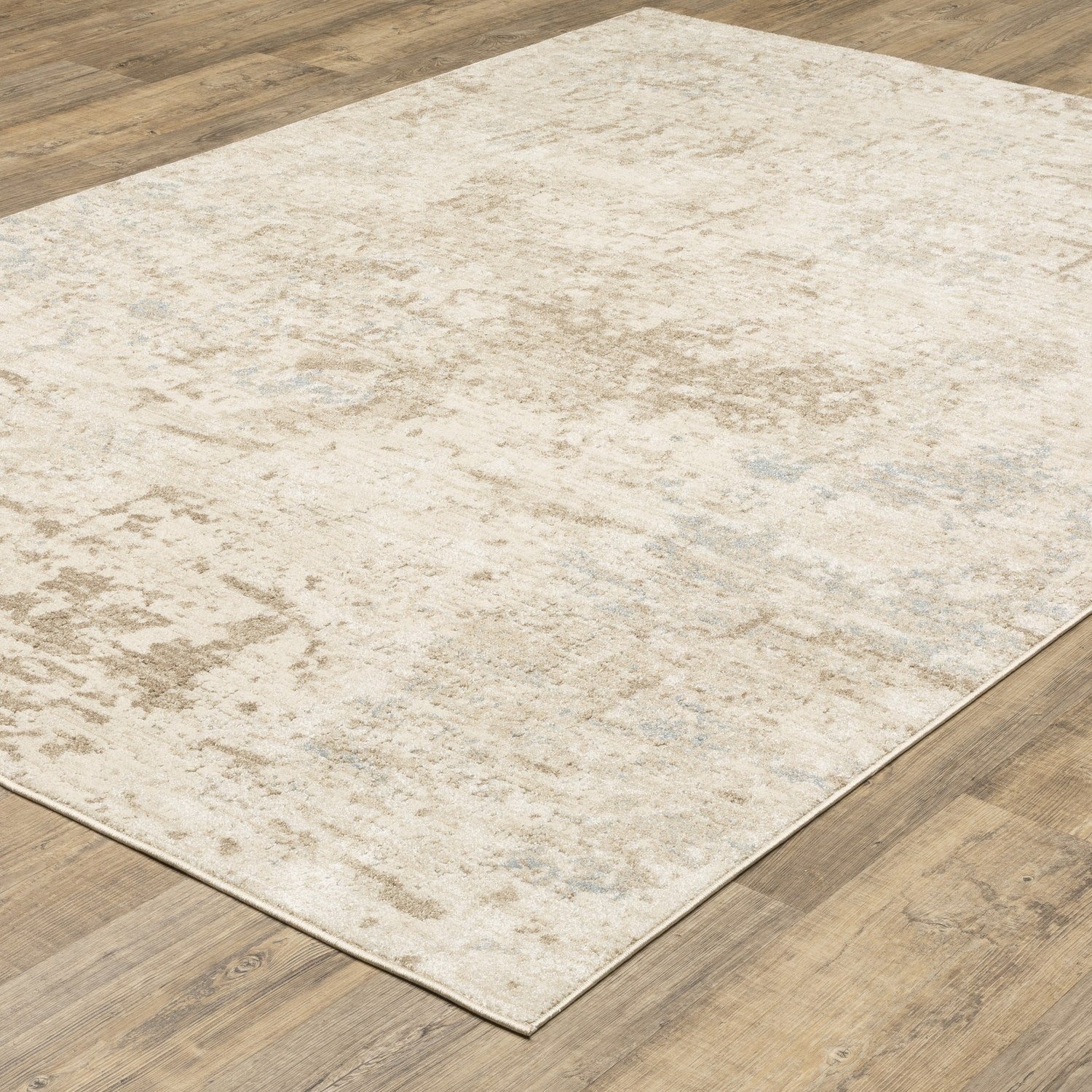 Lauren Weathered Abstract Beige Tan High-Low Distressed Rug - Lauren LRN03