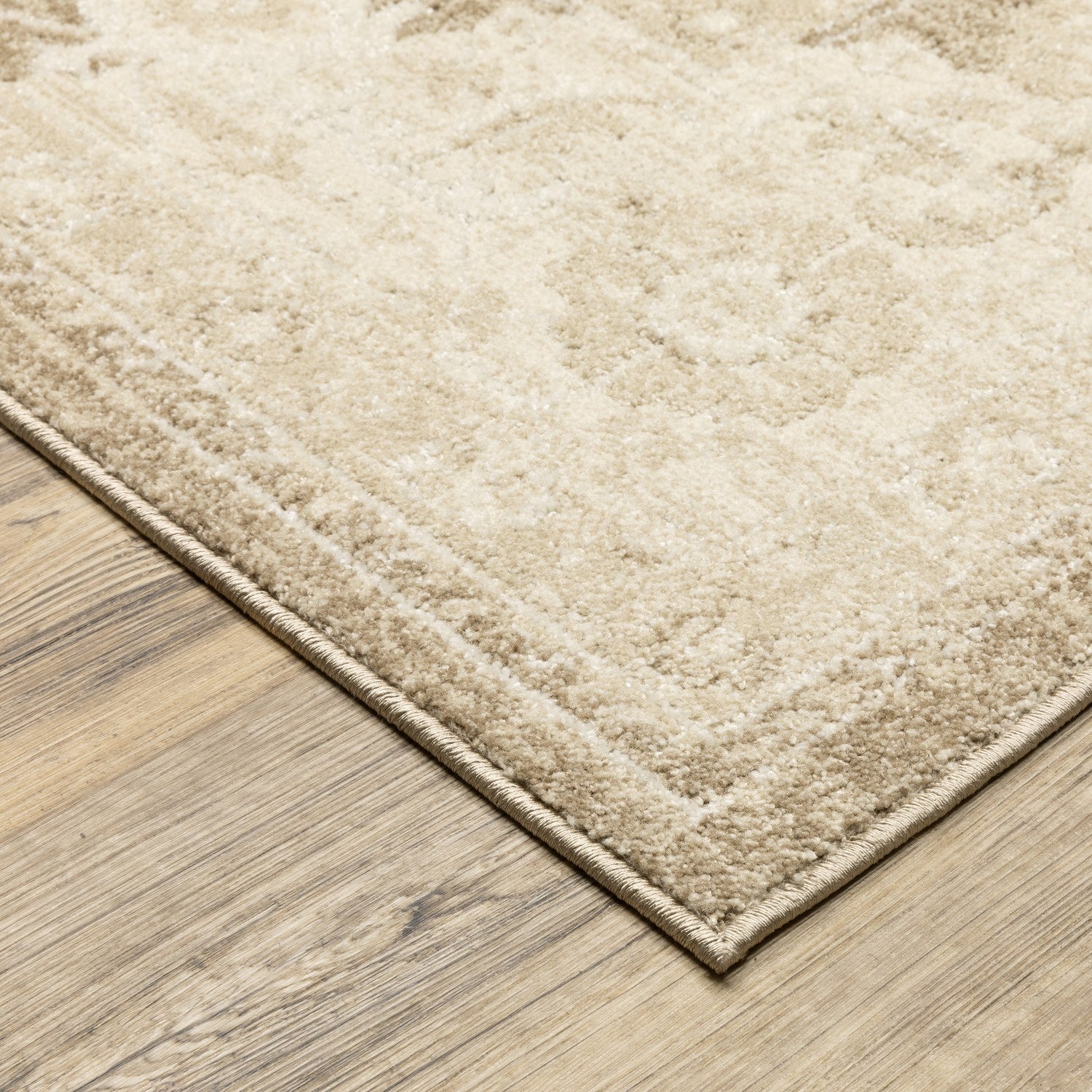 Lauren Vintage Medallion Light Brown High-Low Distressed Rug - Lauren LRN06