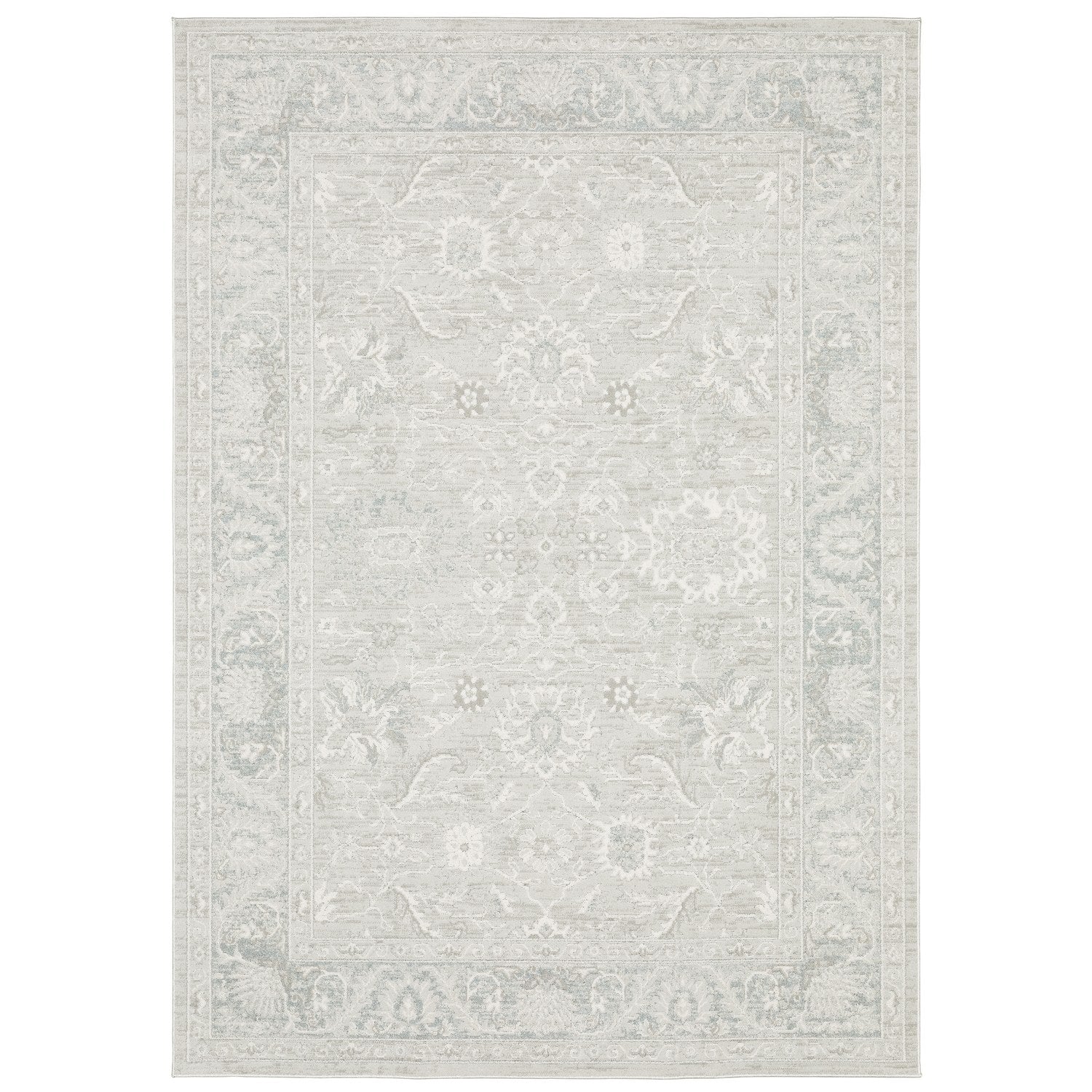 Lauren Bordered Oriental Grey High-Low Distressed Rug - Lauren LRN08 #_shape=Rectangle #_shape=Runner