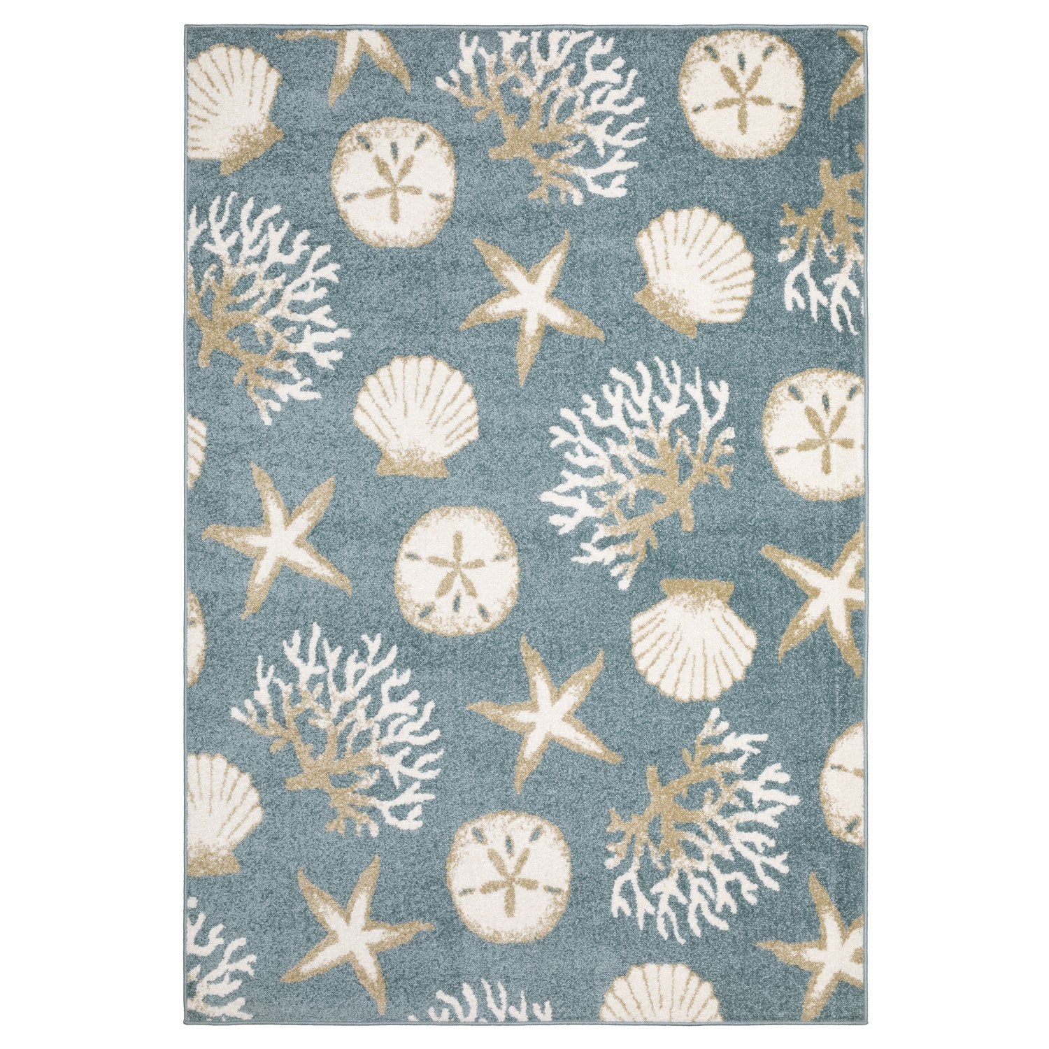 Quinn Seashell Blue Beige Textured Frieze Rug - Quinn QUI01 #_shape=Rectangle