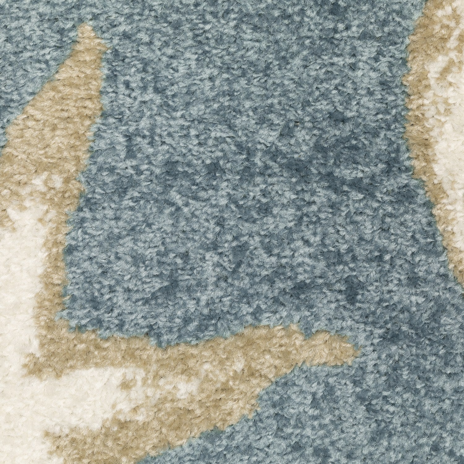 Quinn Seashell Blue Beige Textured Frieze Rug - Quinn QUI01