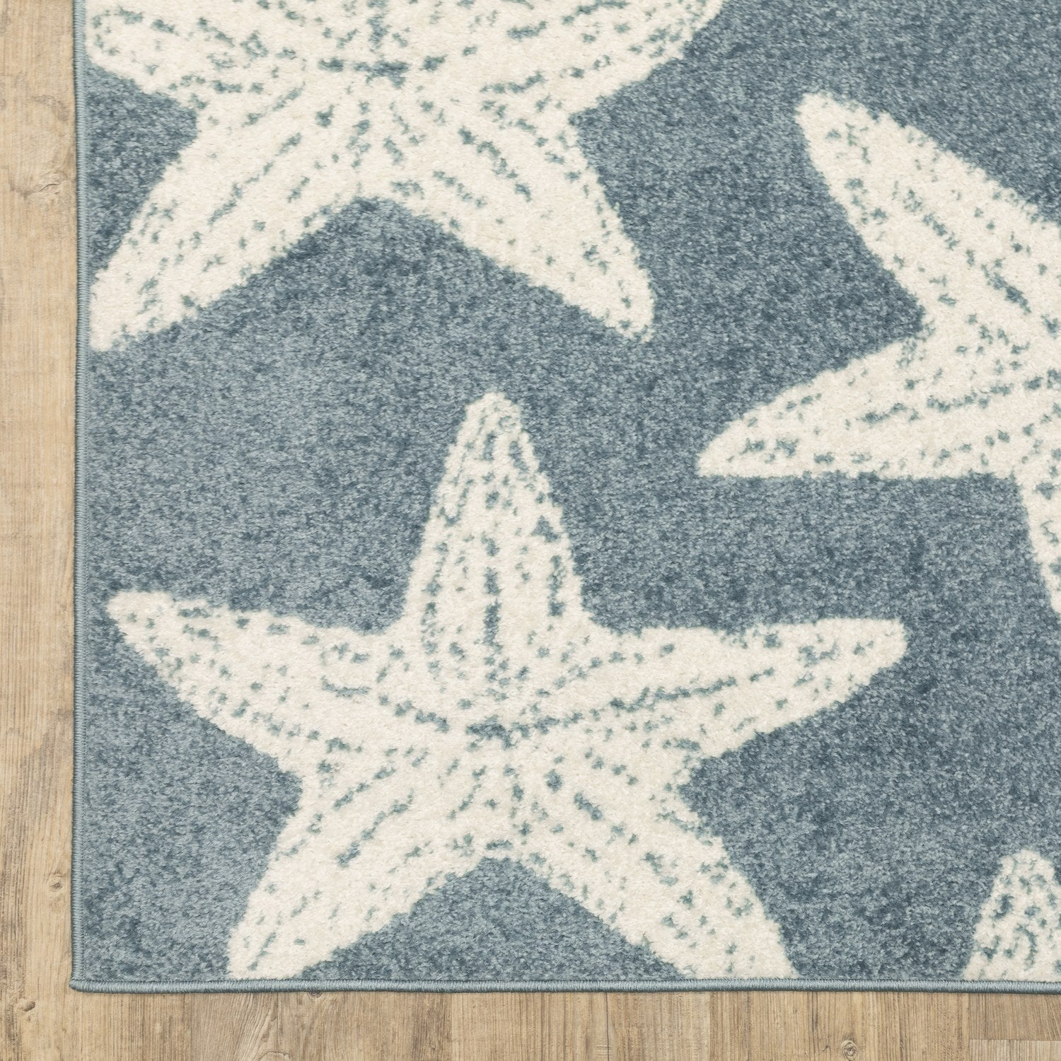 Quinn Starfish Blue Ivory Textured Frieze Rug - Quinn QUI02