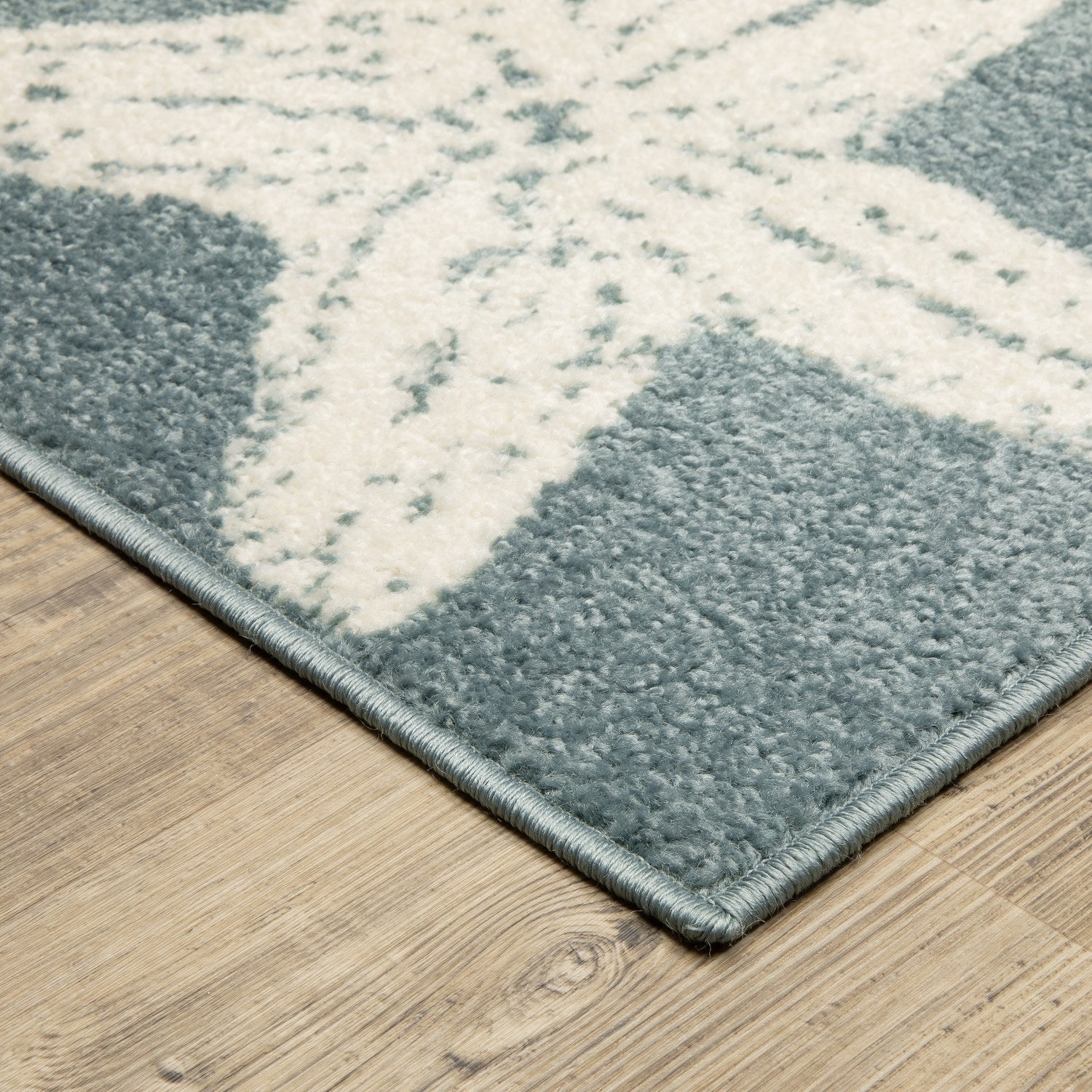 Quinn Starfish Blue Ivory Textured Frieze Rug - Quinn QUI02