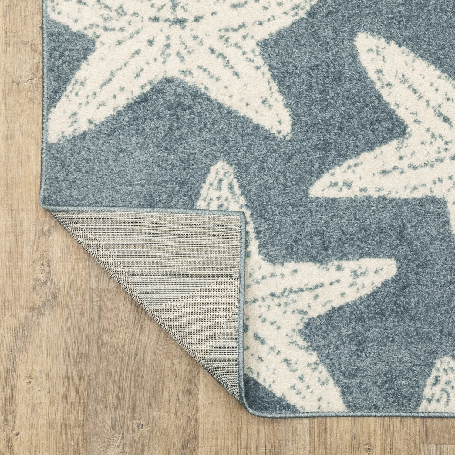Quinn Starfish Blue Ivory Textured Frieze Rug - Quinn QUI02