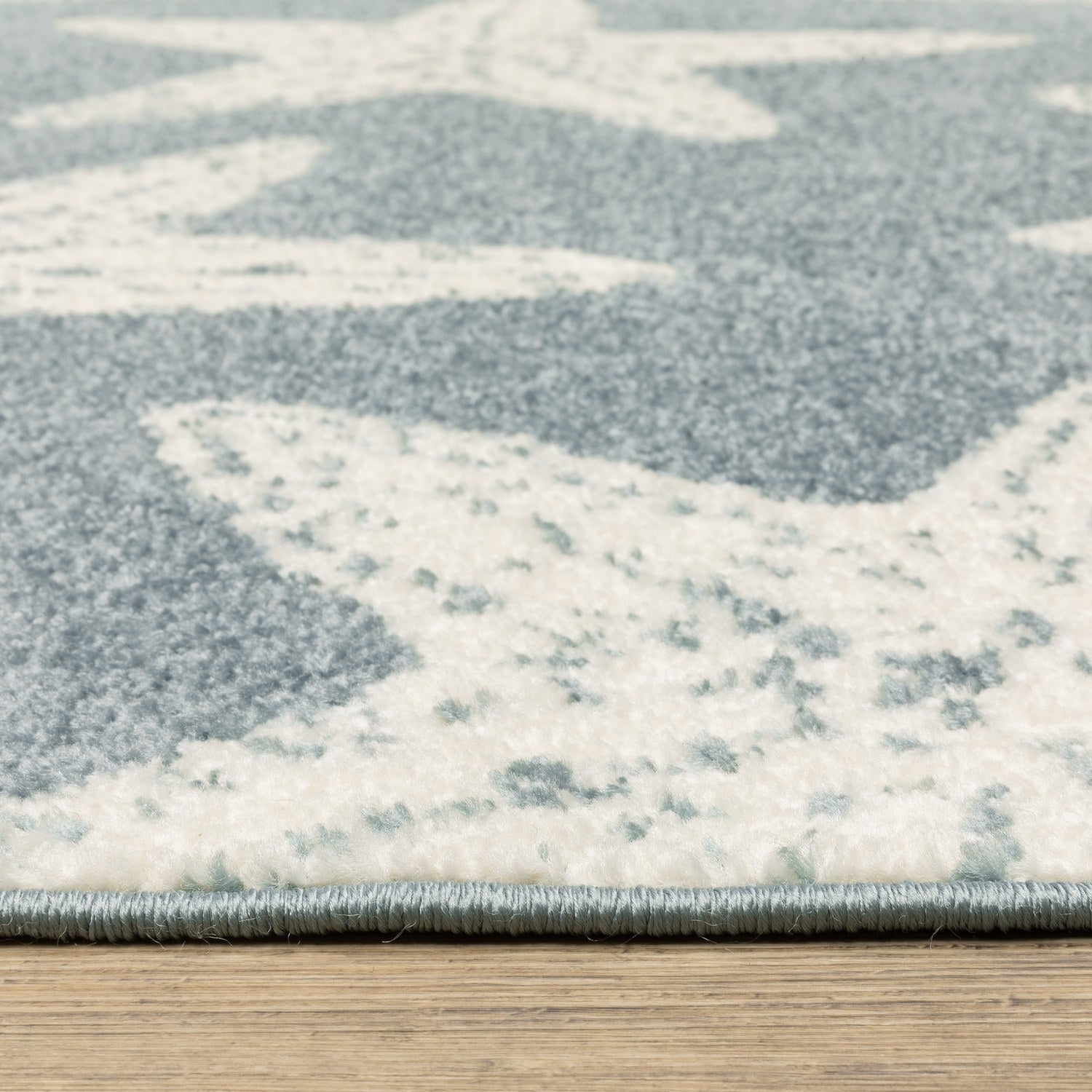 Quinn Starfish Blue Ivory Textured Frieze Rug - Quinn QUI02