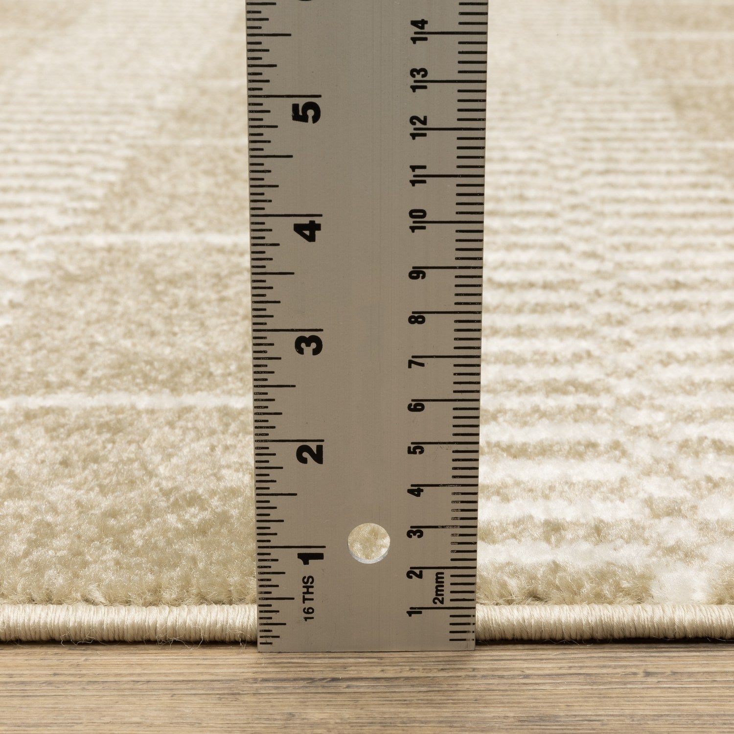 Quinn Block Grid Beige Ivory Textured Frieze Rug - Quinn QUI05