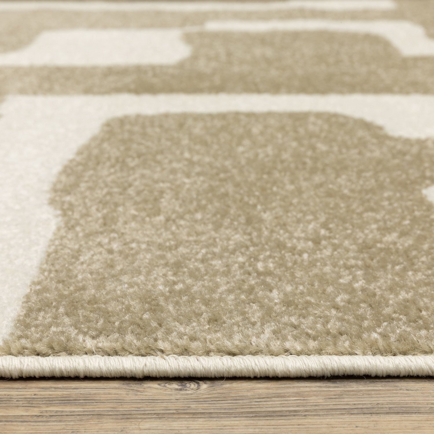 Quinn Maze Beige Ivory Textured Frieze Rug - Quinn QUI09