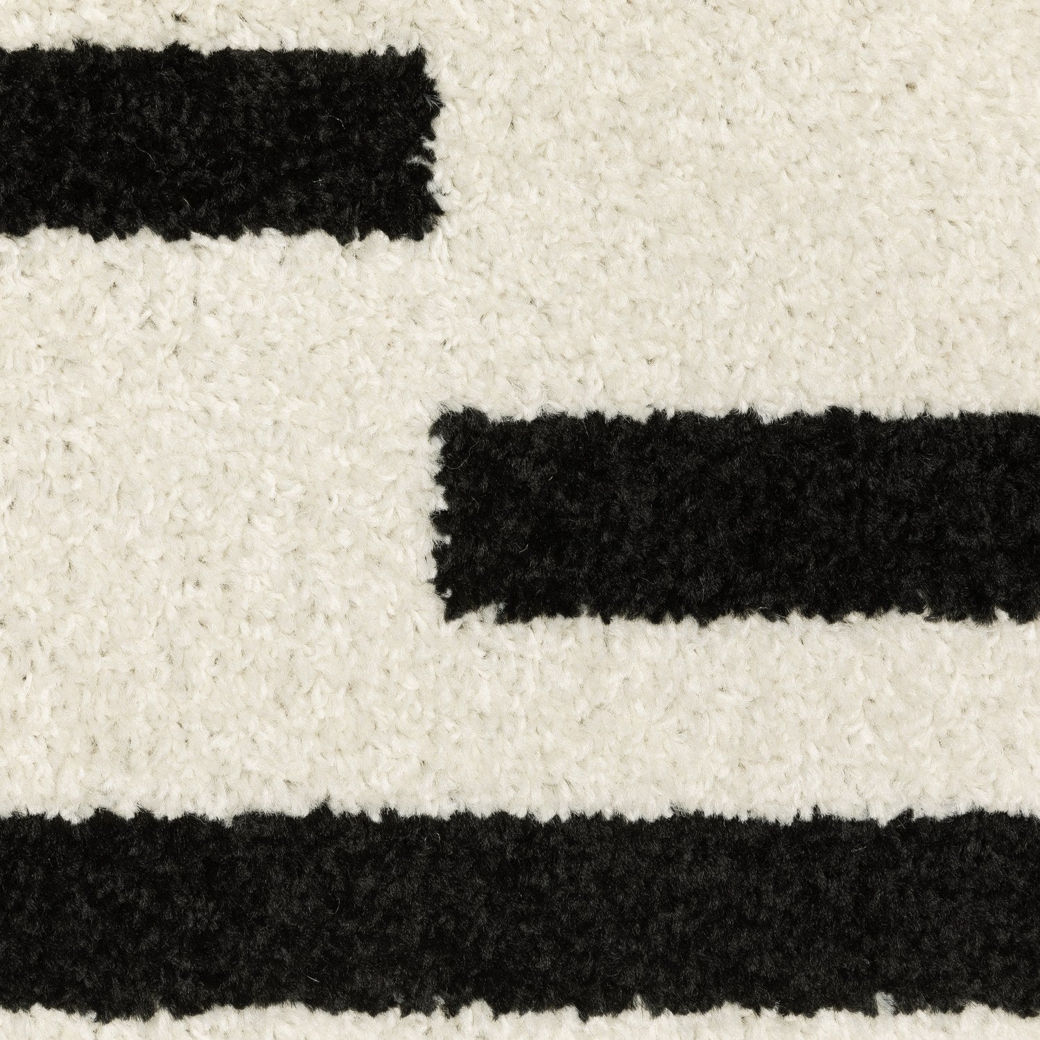 Quinn Broken Stripe Beige Black Textured Frieze Rug - Quinn QUI10
