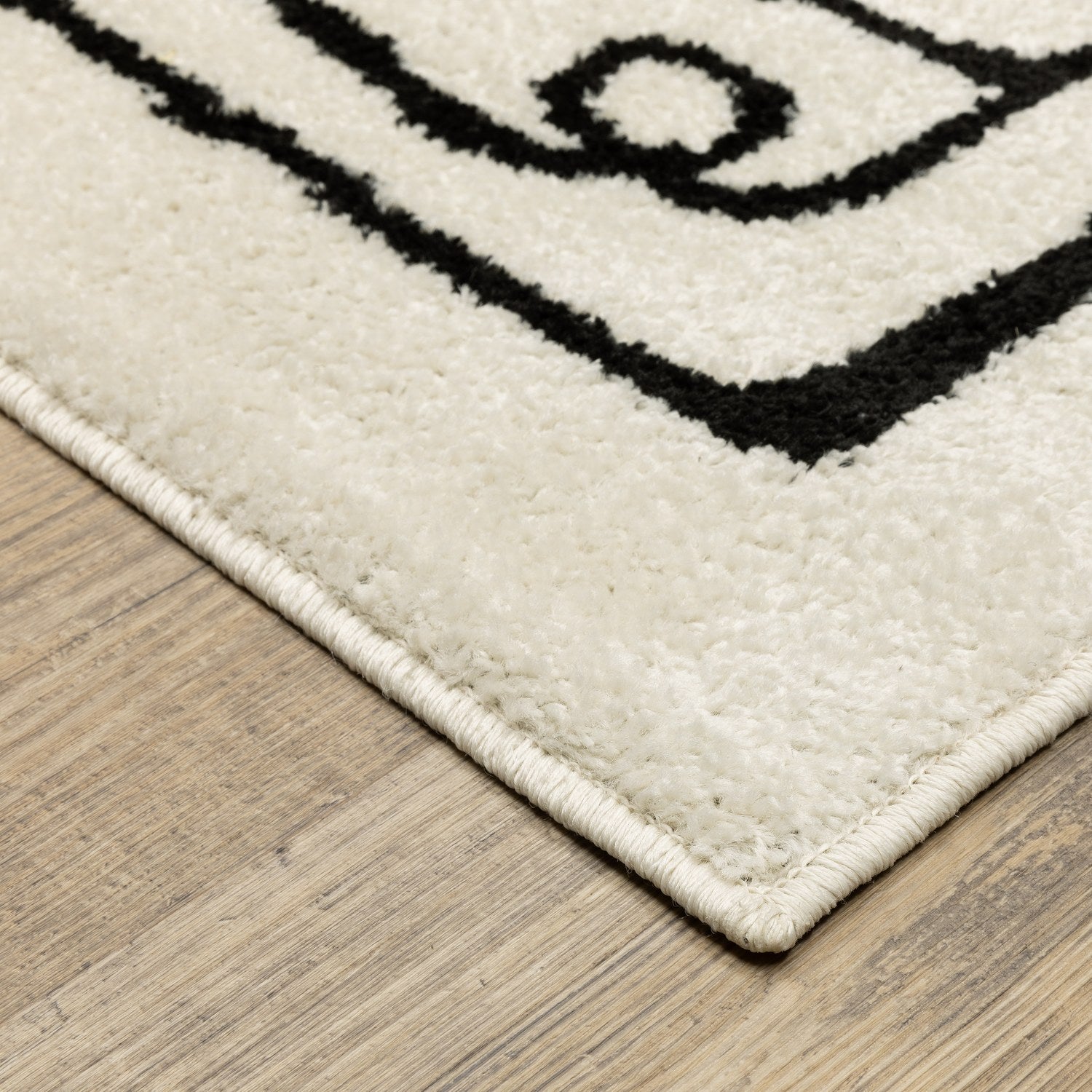 Quinn Doodle Beige Black Textured Frieze Rug - Quinn QUI11