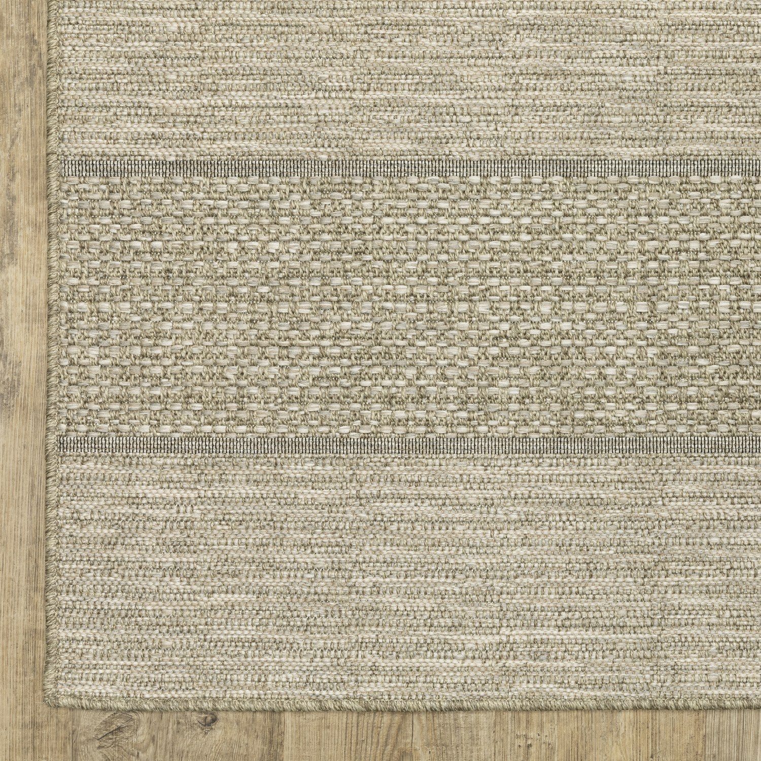 Tortuga Wide Stripe Tan Wool Look Indoor Outdoor Rug - Tortuga TR01A