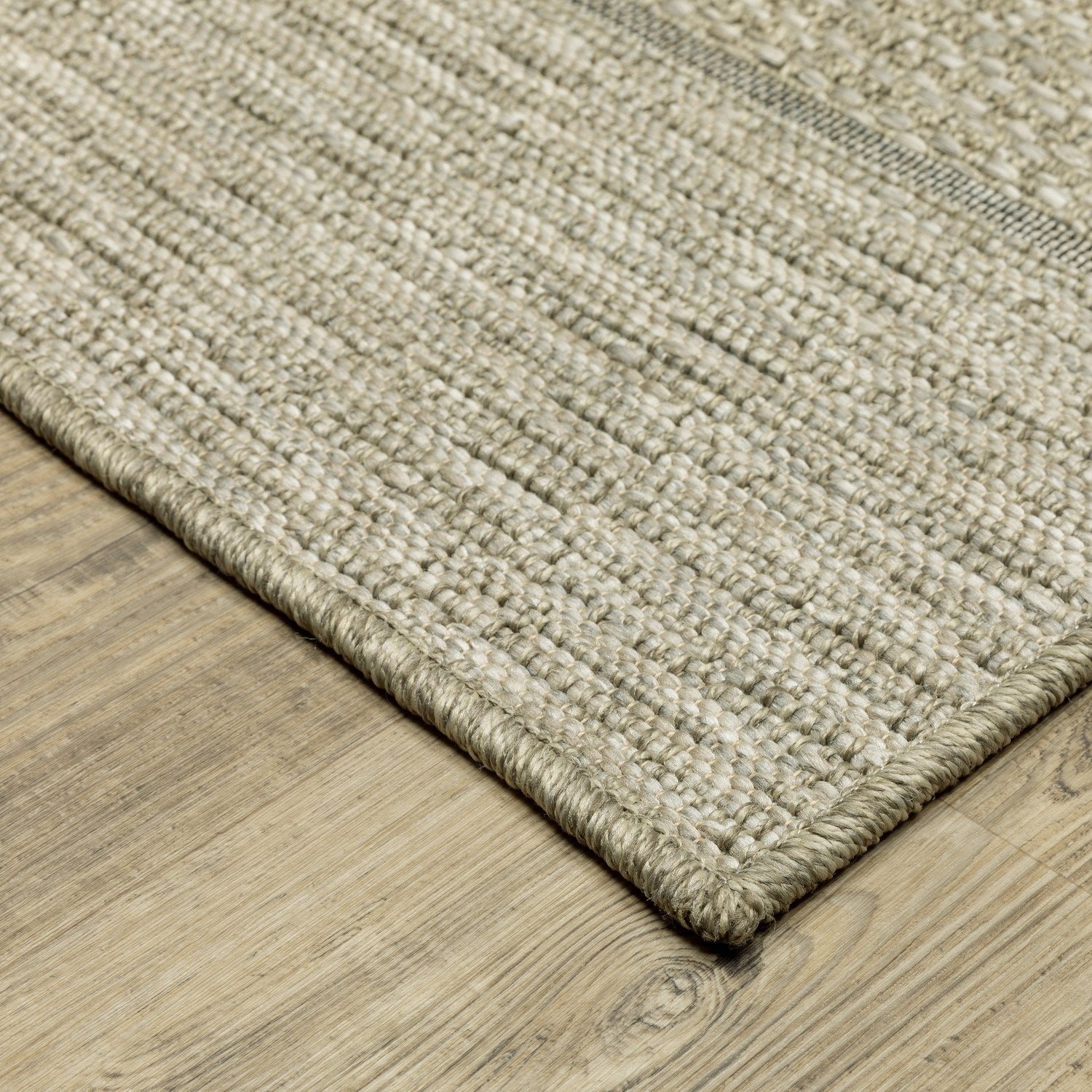 Tortuga Wide Stripe Tan Wool Look Indoor Outdoor Rug - Tortuga TR01A