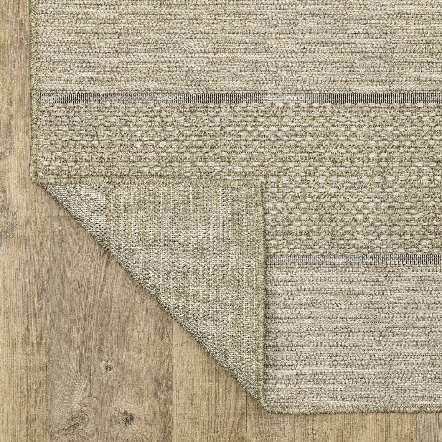 Tortuga Wide Stripe Tan Wool Look Indoor Outdoor Rug - Tortuga TR01A