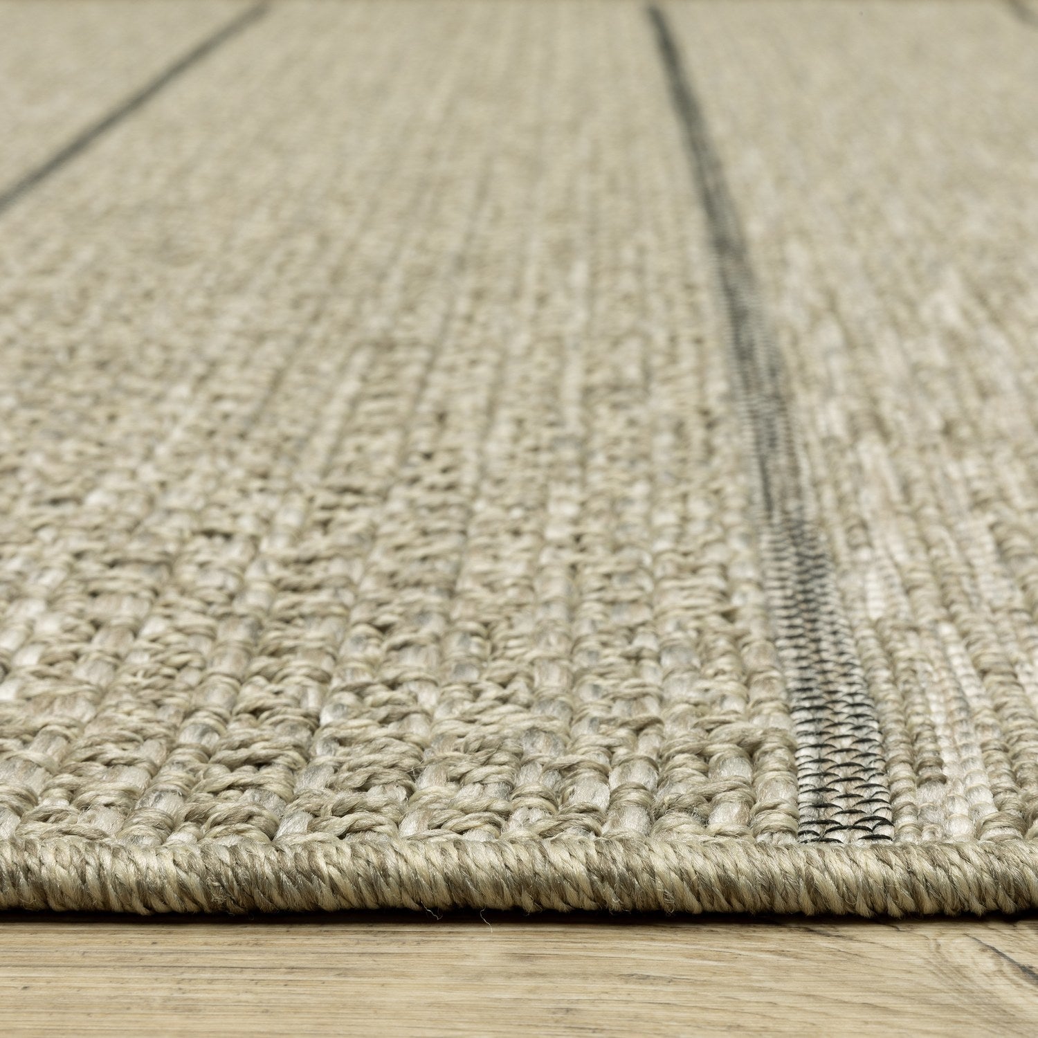 Tortuga Wide Stripe Tan Wool Look Indoor Outdoor Rug - Tortuga TR01A