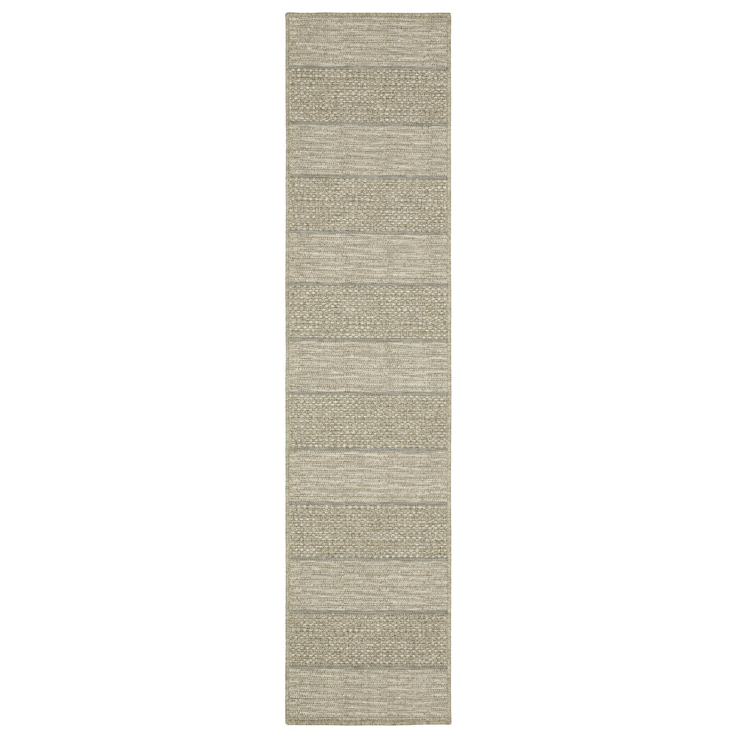 Tortuga Wide Stripe Tan Wool Look Indoor Outdoor Rug - Tortuga TR01A #_shape=Runner