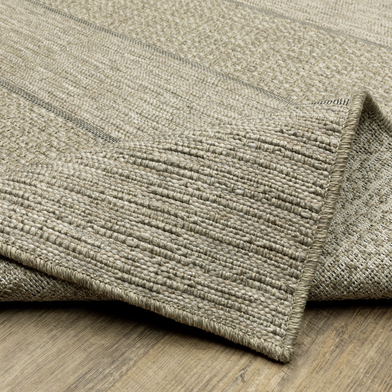 Tortuga Wide Stripe Tan Wool Look Indoor Outdoor Rug - Tortuga TR01A