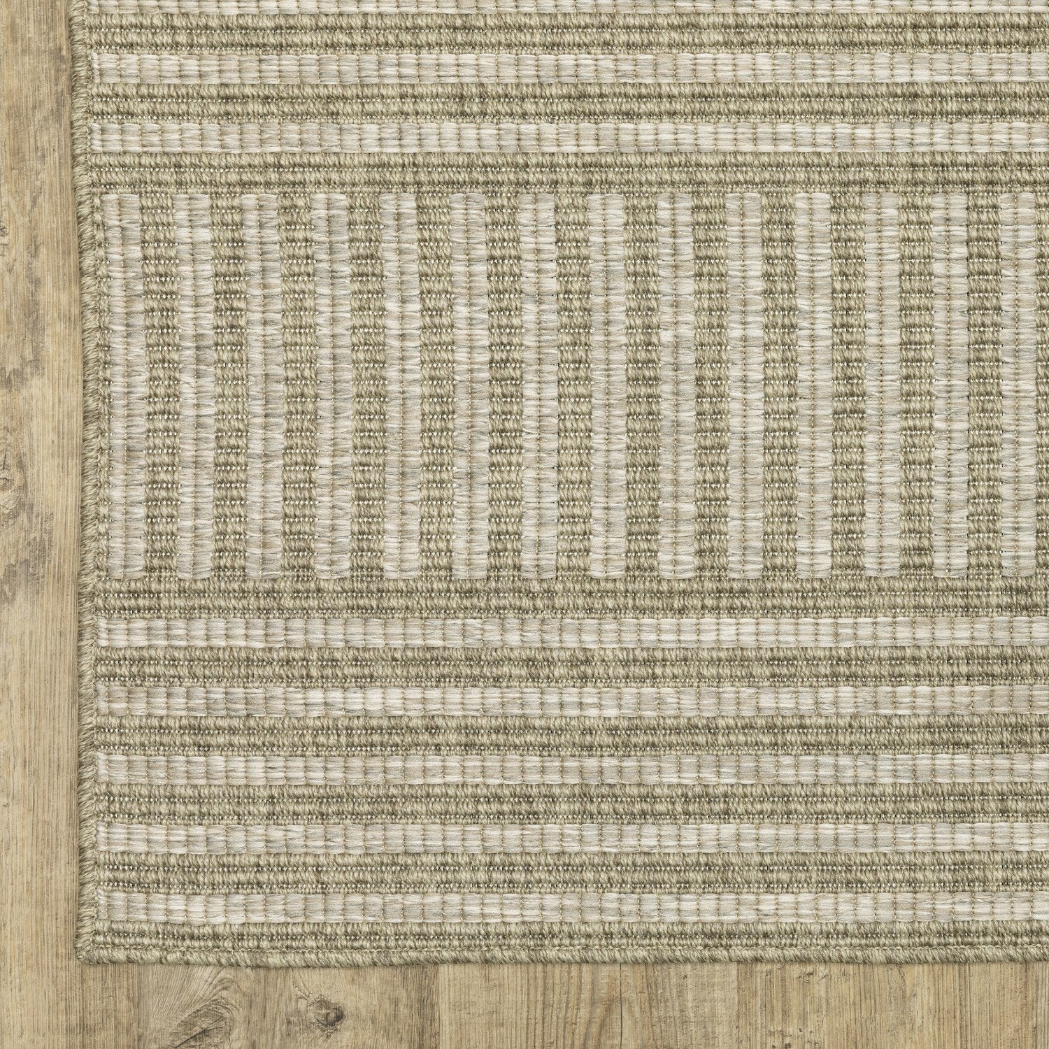 Tortuga Mixed Stripe Tan Wool Look Indoor Outdoor Rug - Tortuga TR02A