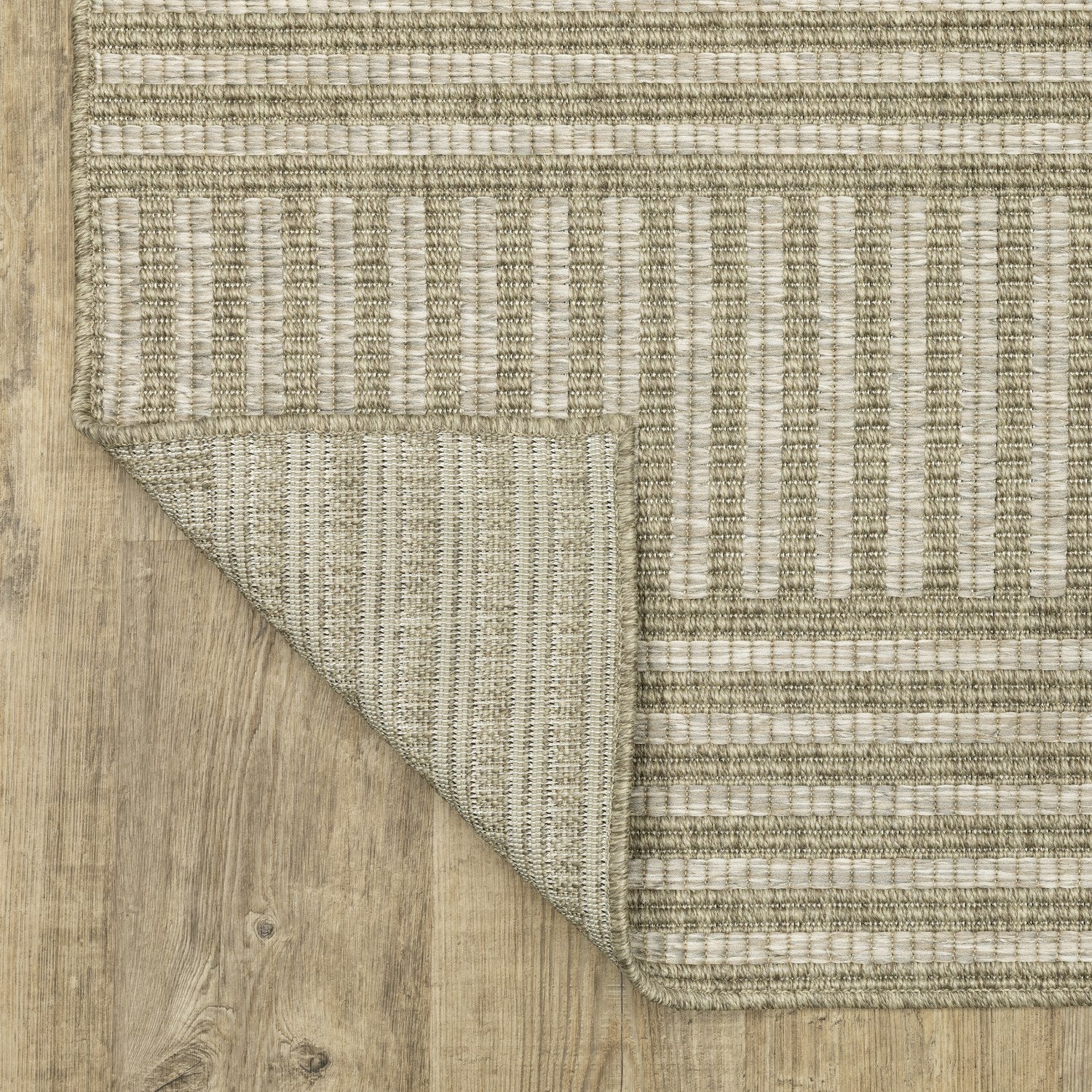 Tortuga Mixed Stripe Tan Wool Look Indoor Outdoor Rug - Tortuga TR02A