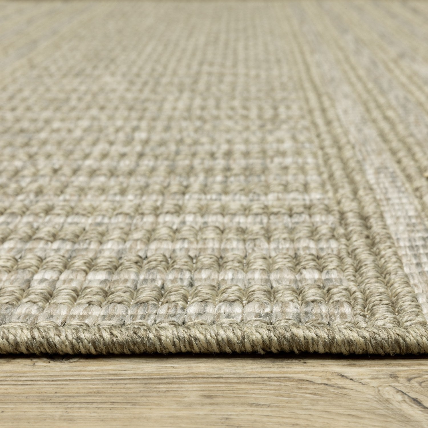 Tortuga Mixed Stripe Tan Wool Look Indoor Outdoor Rug - Tortuga TR02A