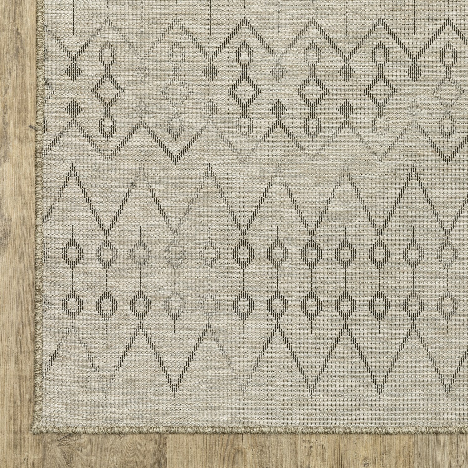 Tortuga Diamond Trellis Tan Wool Look Indoor Outdoor Rug - Tortuga TR04A