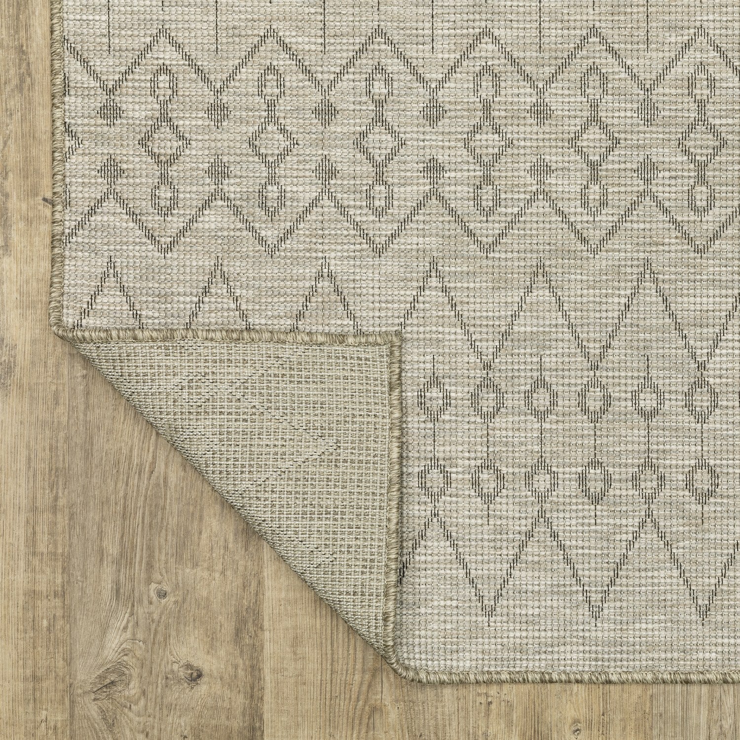 Tortuga Diamond Trellis Tan Wool Look Indoor Outdoor Rug - Tortuga TR04A