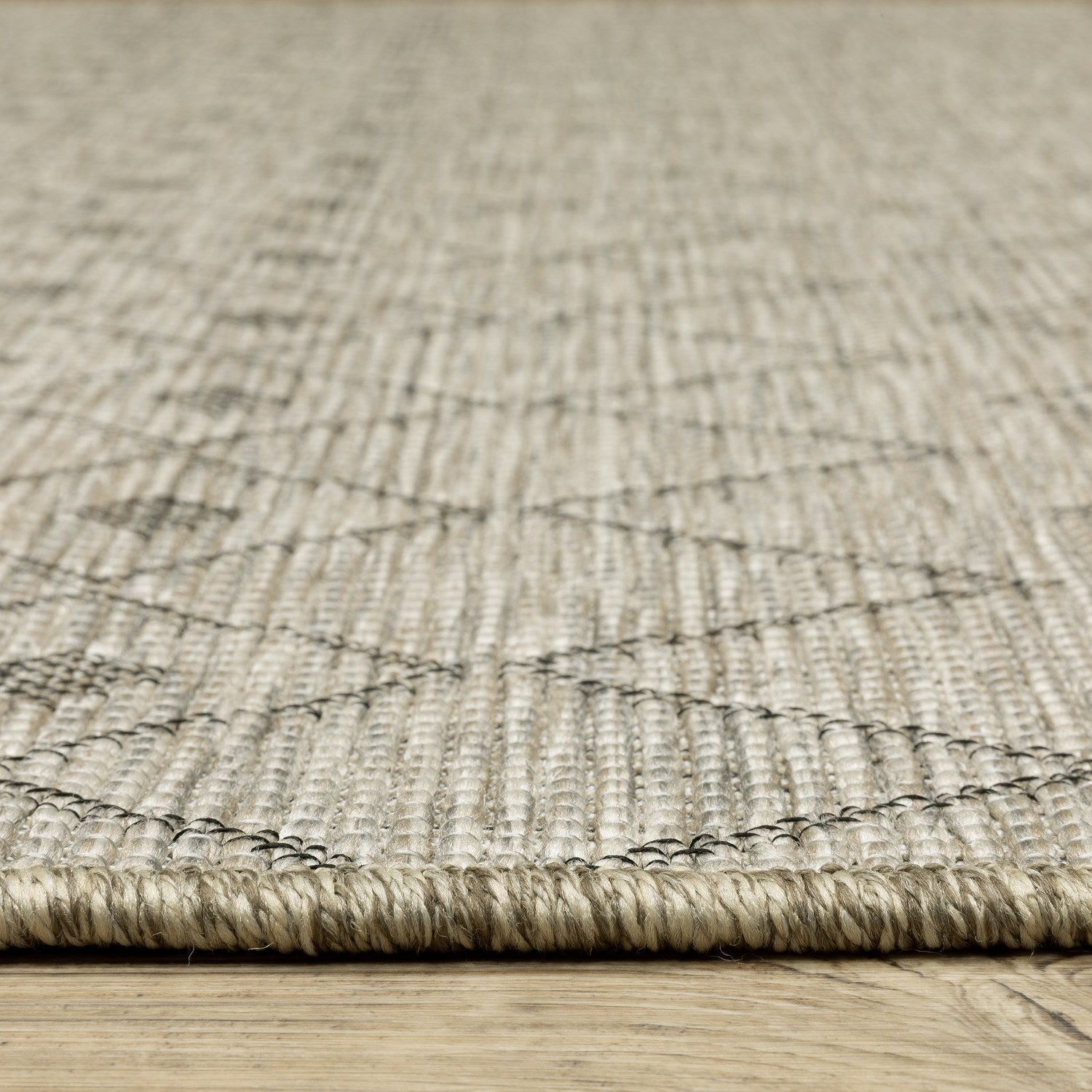 Tortuga Diamond Trellis Tan Wool Look Indoor Outdoor Rug - Tortuga TR04A