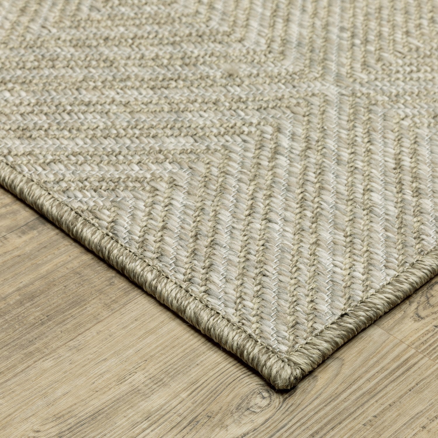 Tortuga Geometric Diamond Beige Wool Look Indoor Outdoor Rug - Tortuga TR05A