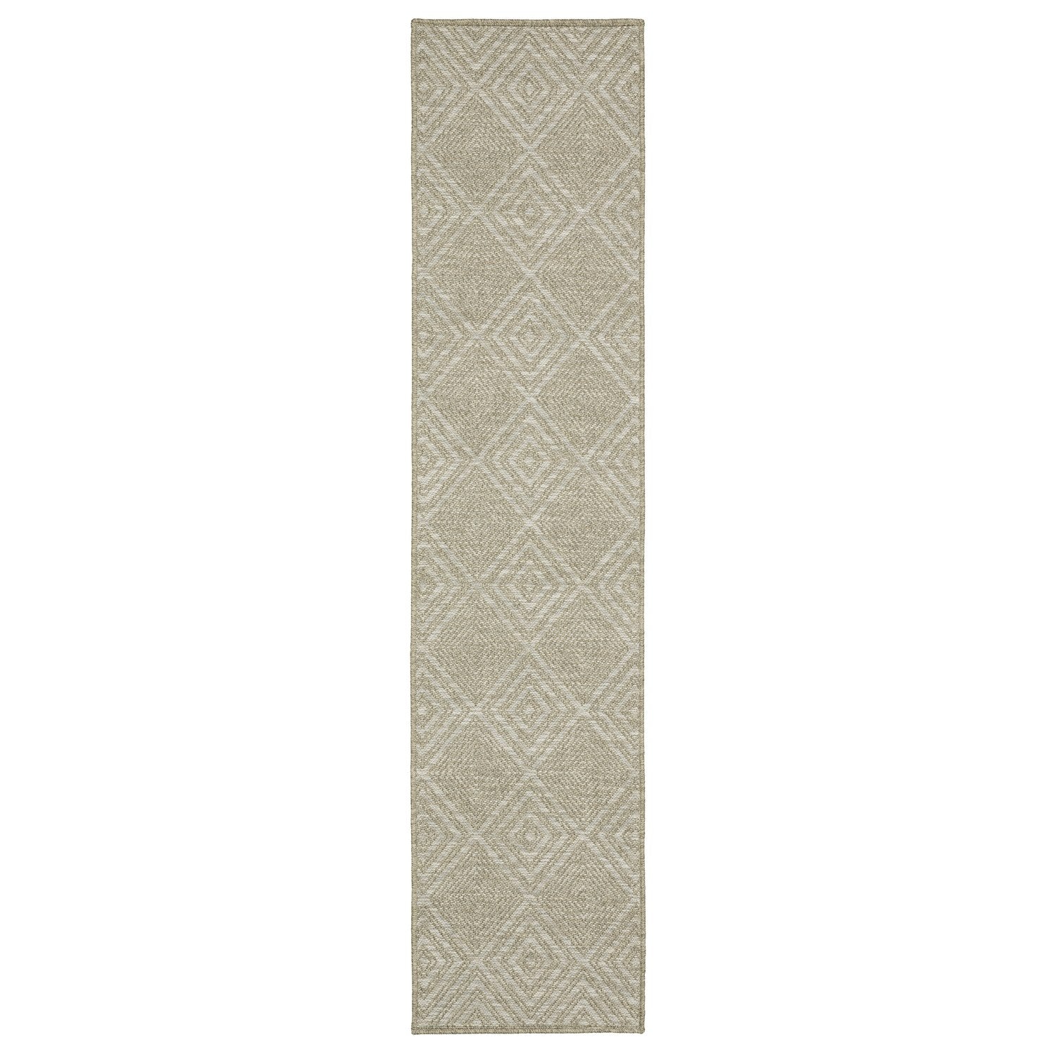 Tortuga Geometric Diamond Beige Wool Look Indoor Outdoor Rug - Tortuga TR05A #_shape=Runner