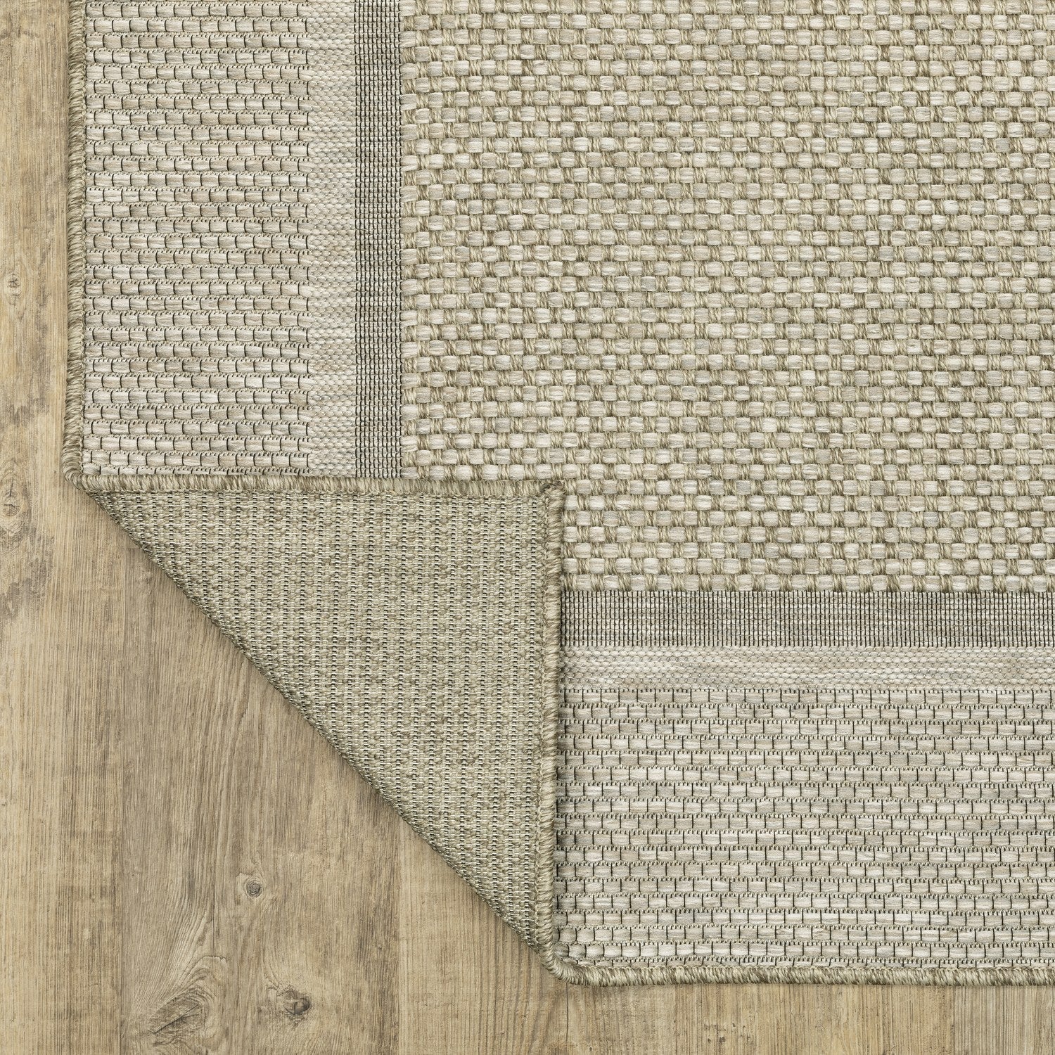 Tortuga Solid Border Beige Wool Look Indoor Outdoor Rug - Tortuga TR06A