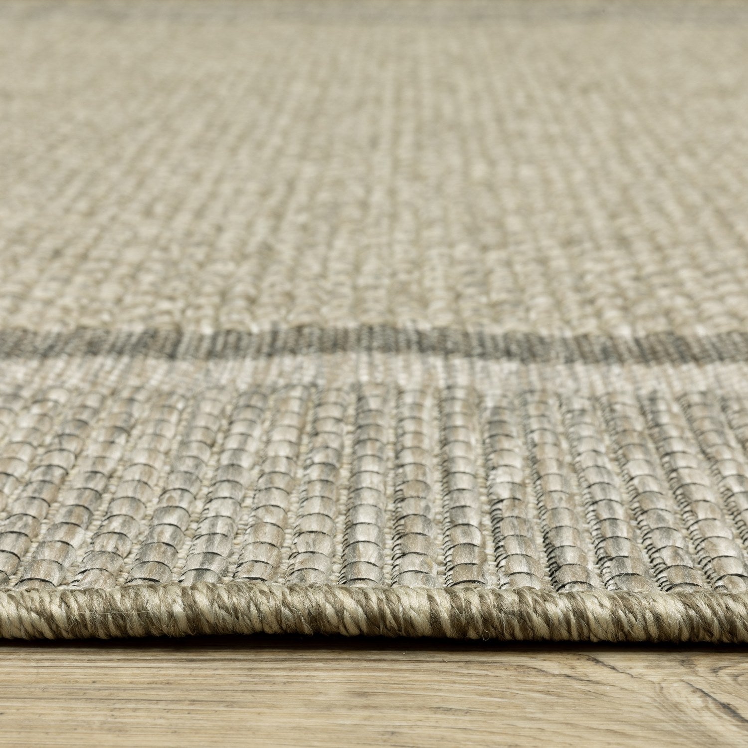 Tortuga Solid Border Beige Wool Look Indoor Outdoor Rug - Tortuga TR06A